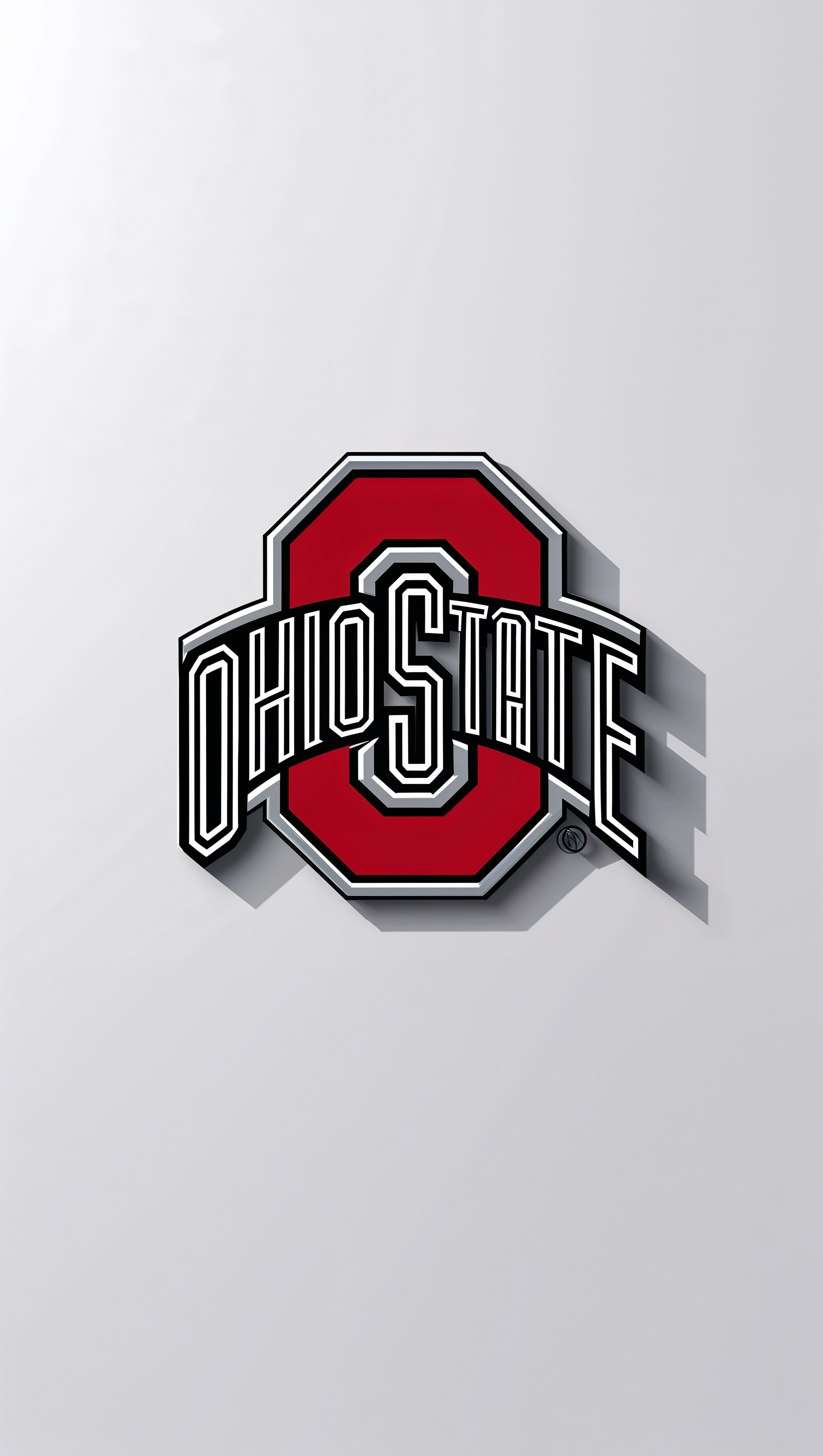 Minimal Ohio State logo over pure white background, clean iPhone wallpaper