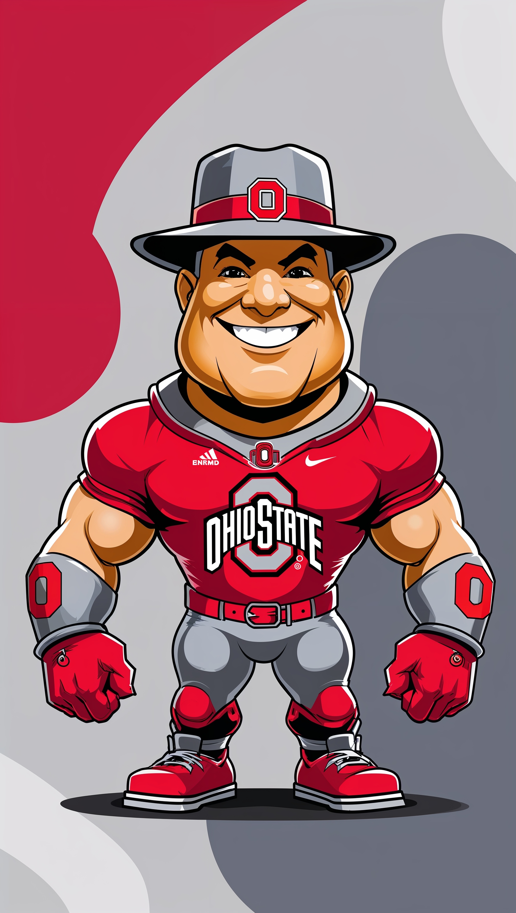 Ohio State Buckeyes mascot in cartoon style, center-focused iPhone wallpaper