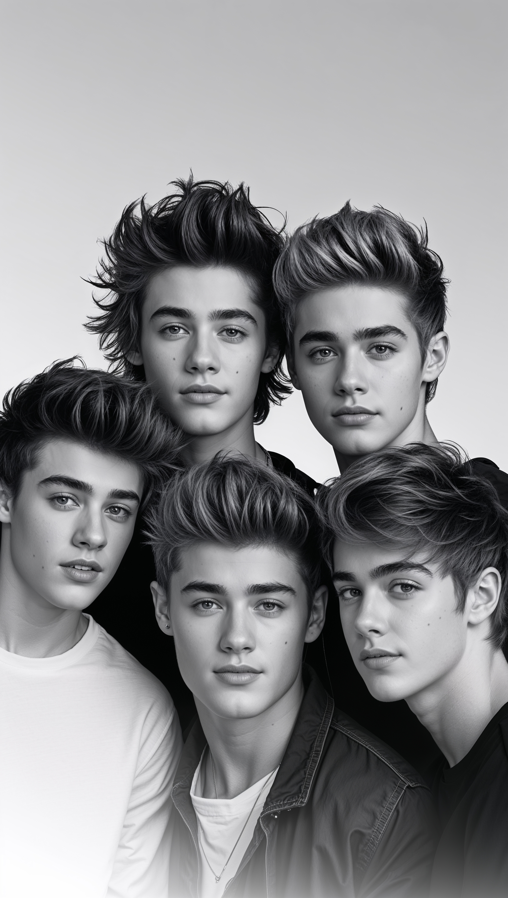 Minimalist black and white One Direction portrait, iPhone background