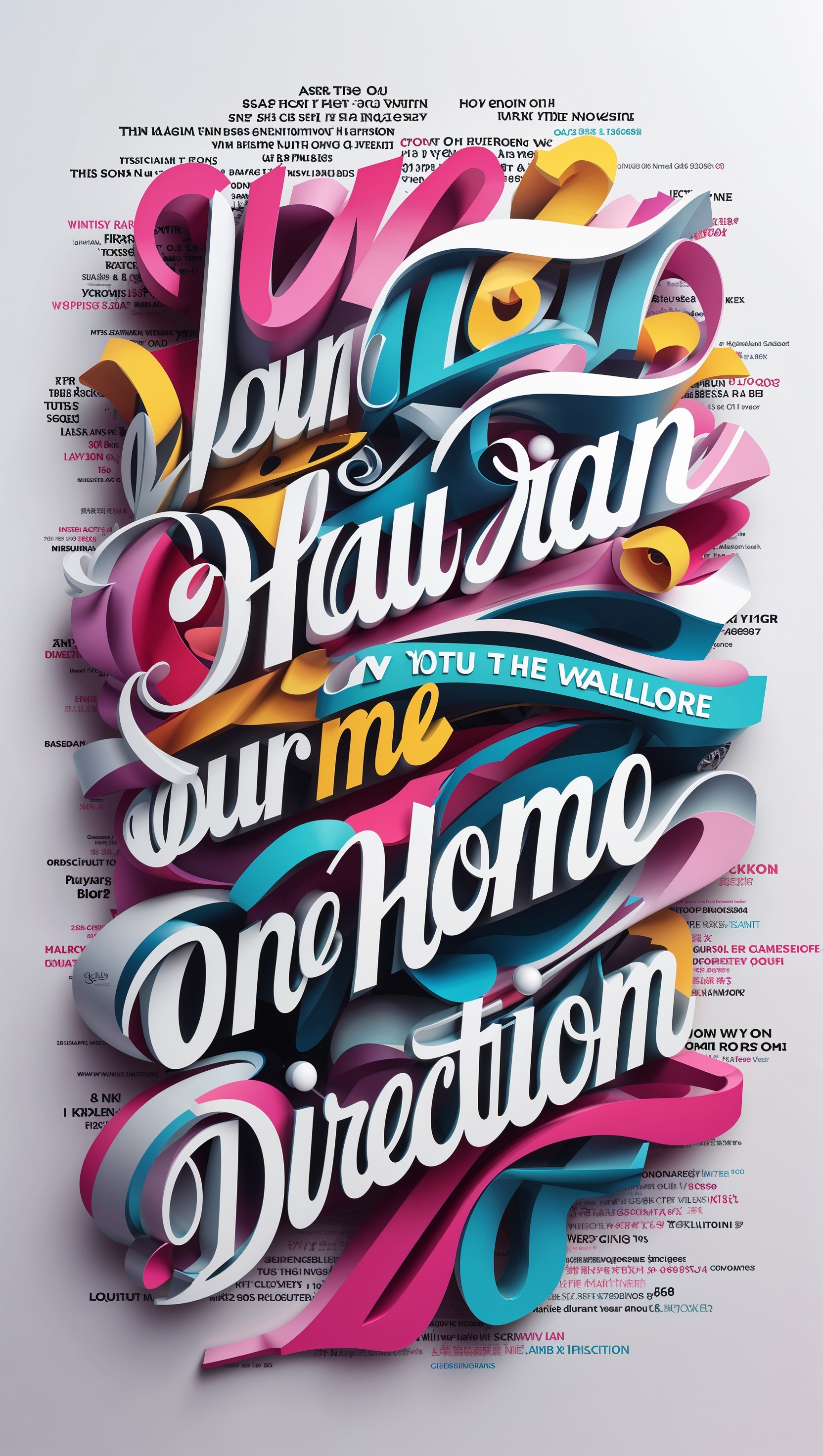 Typography art with One Direction song names, iPhone background