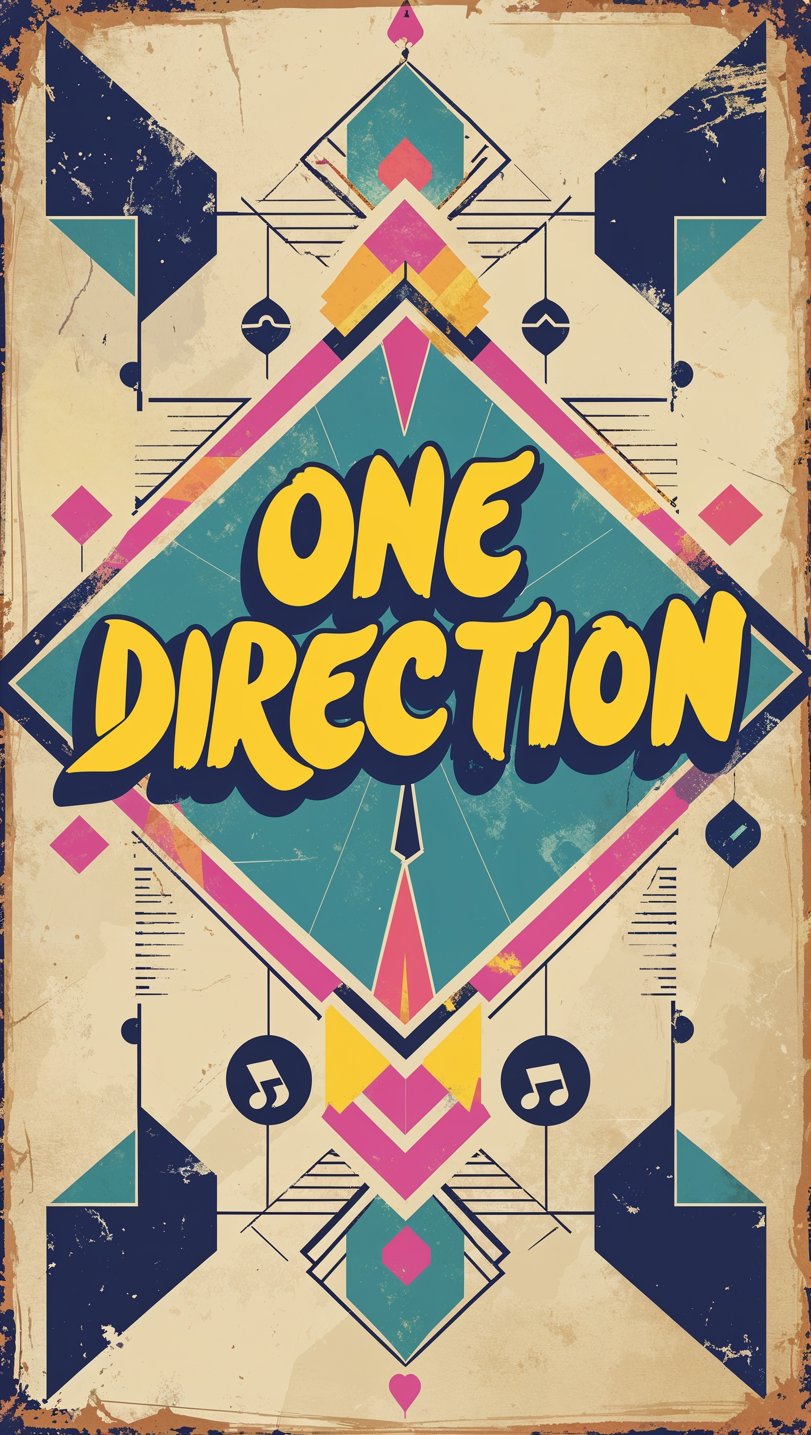 One Direction inspired retro poster design, iPhone size
