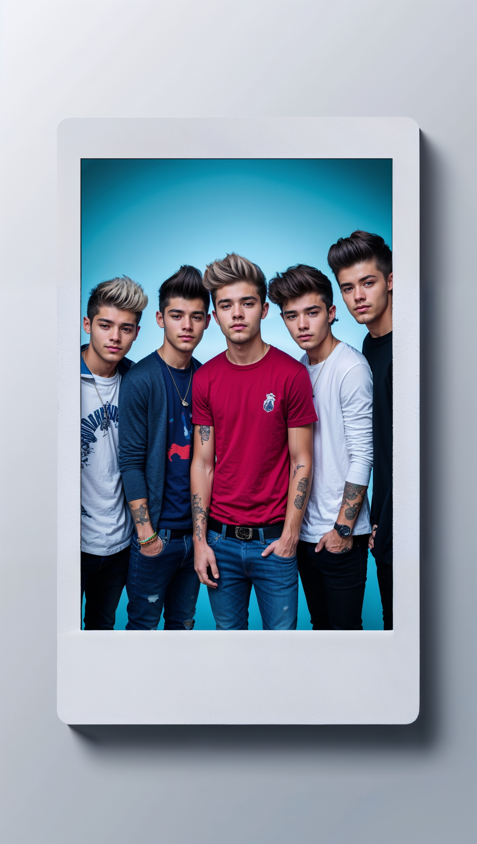 One Direction band photo in Polaroid frame, iPhone wallpaper