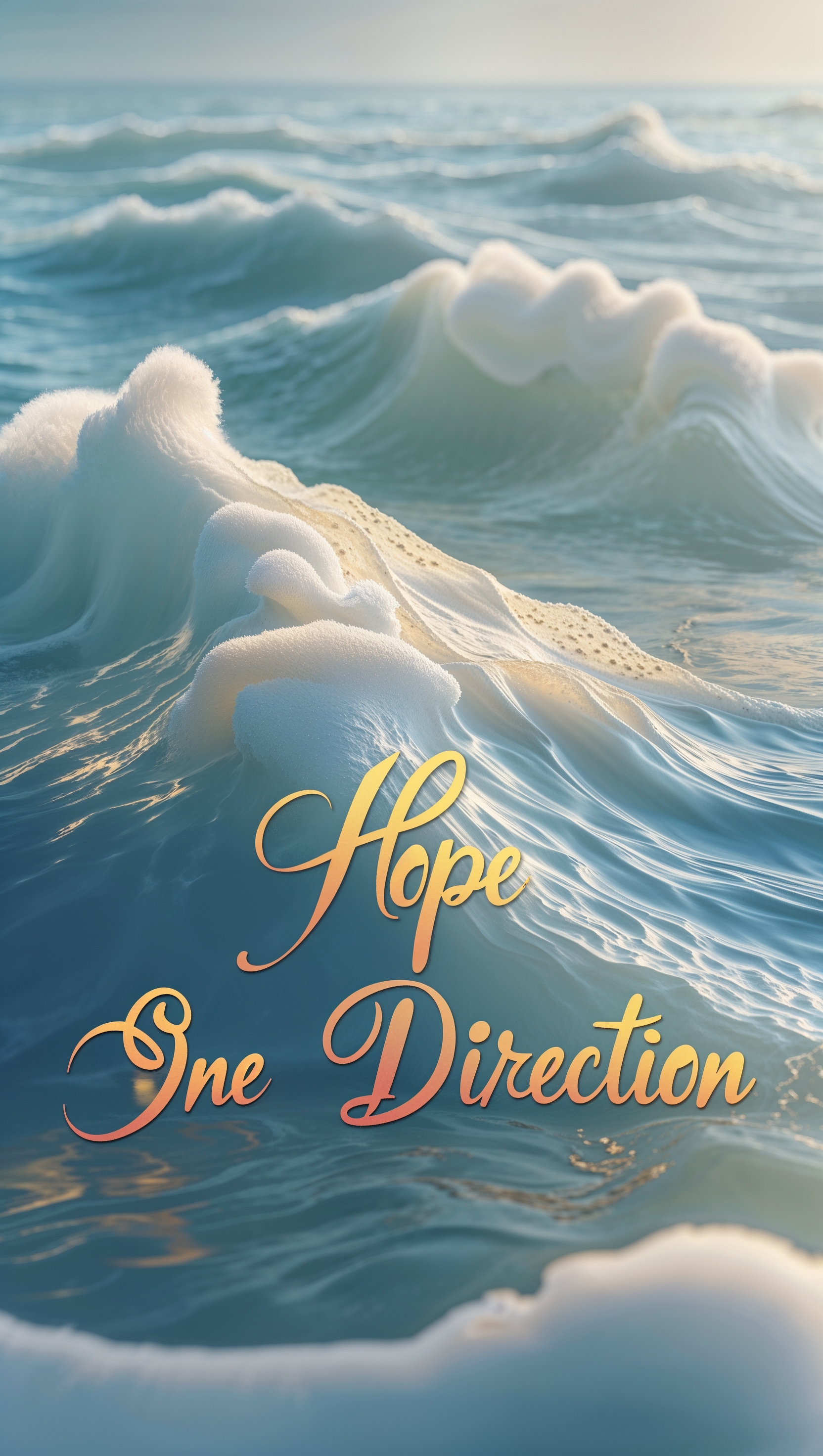 Ocean waves with One Direction lyrics overlaid, iPhone wallpaper