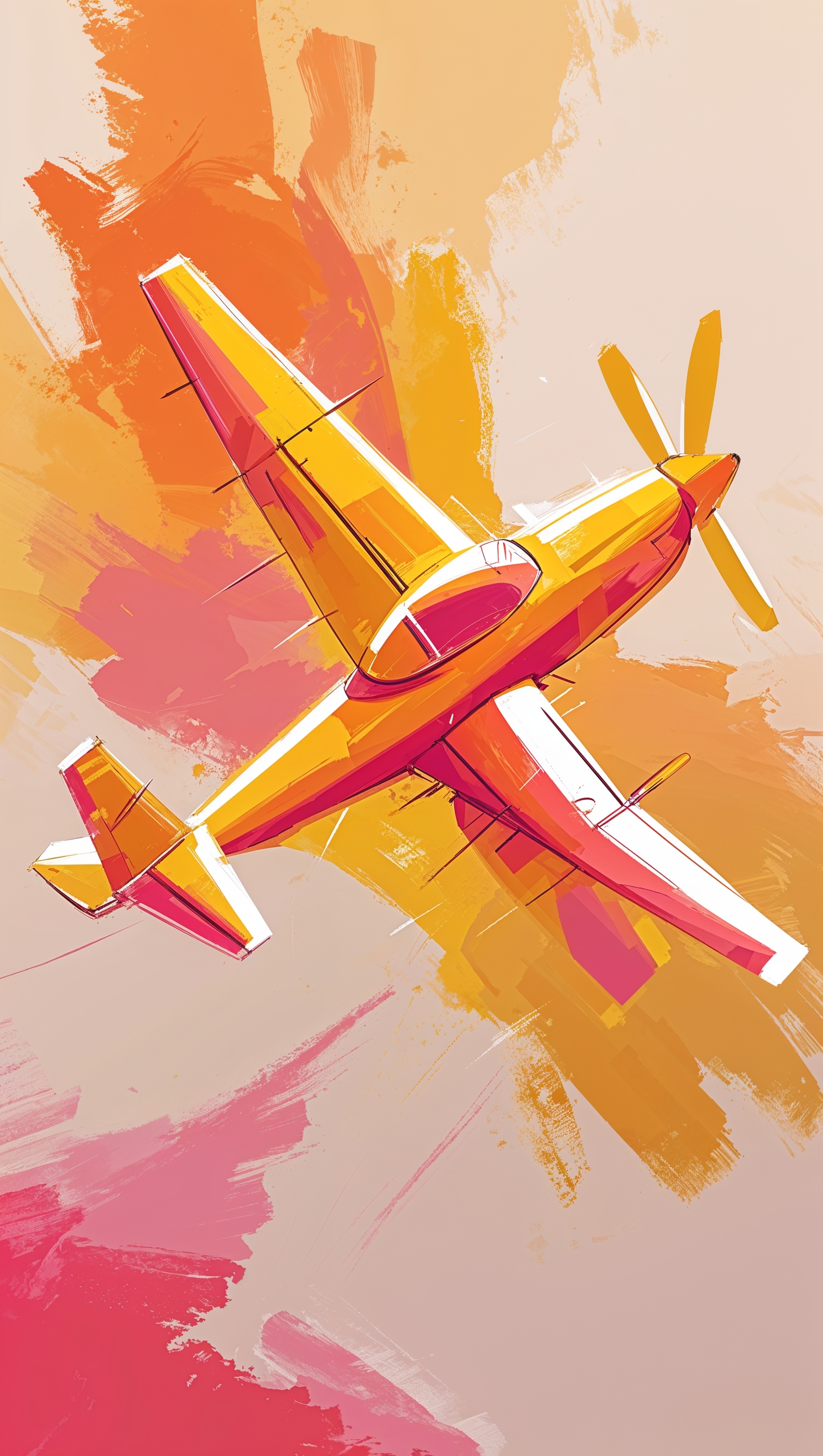 Abstract airplane in warm colors, iPhone background