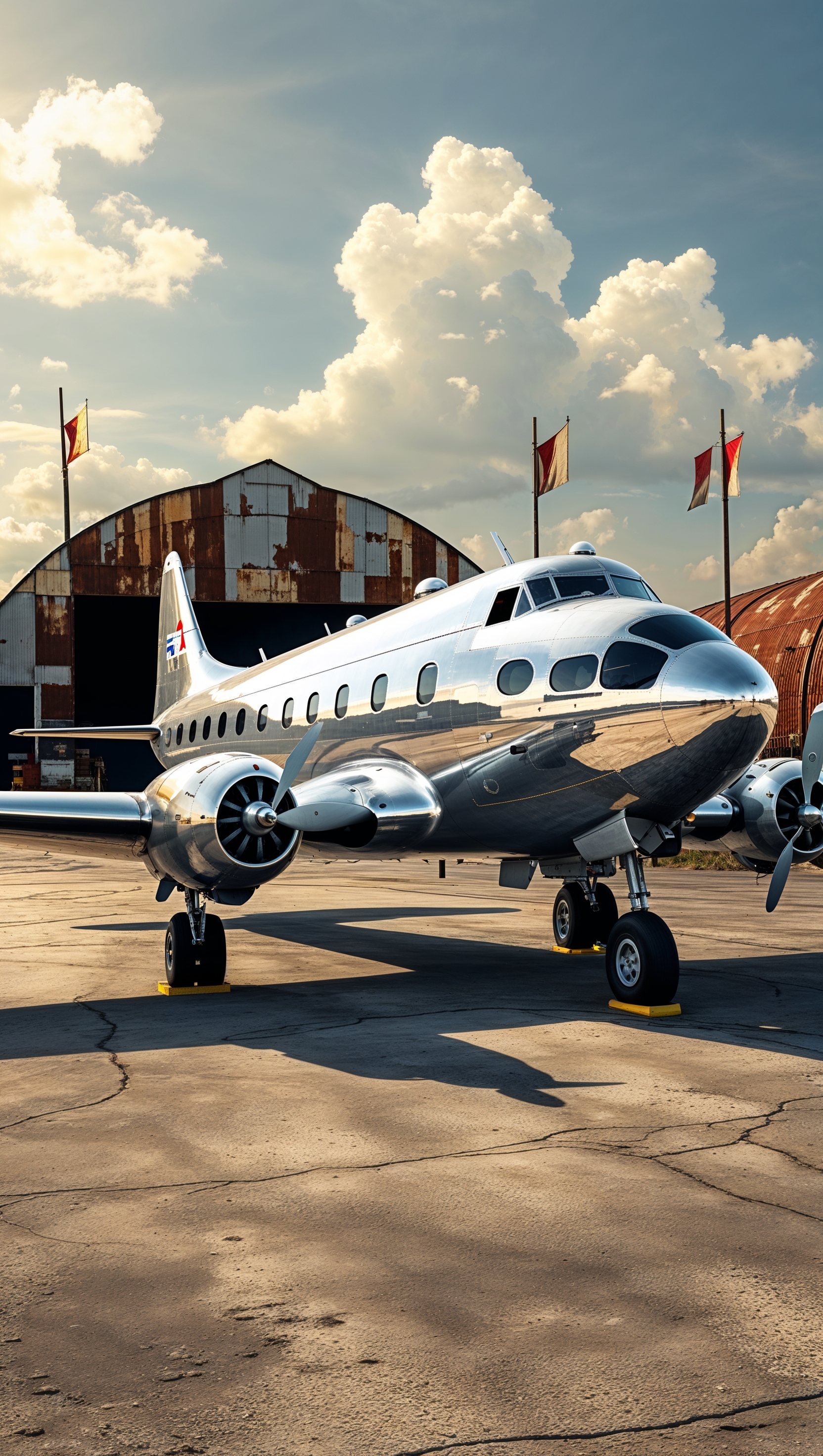 Classic view of airplane at an old airfield