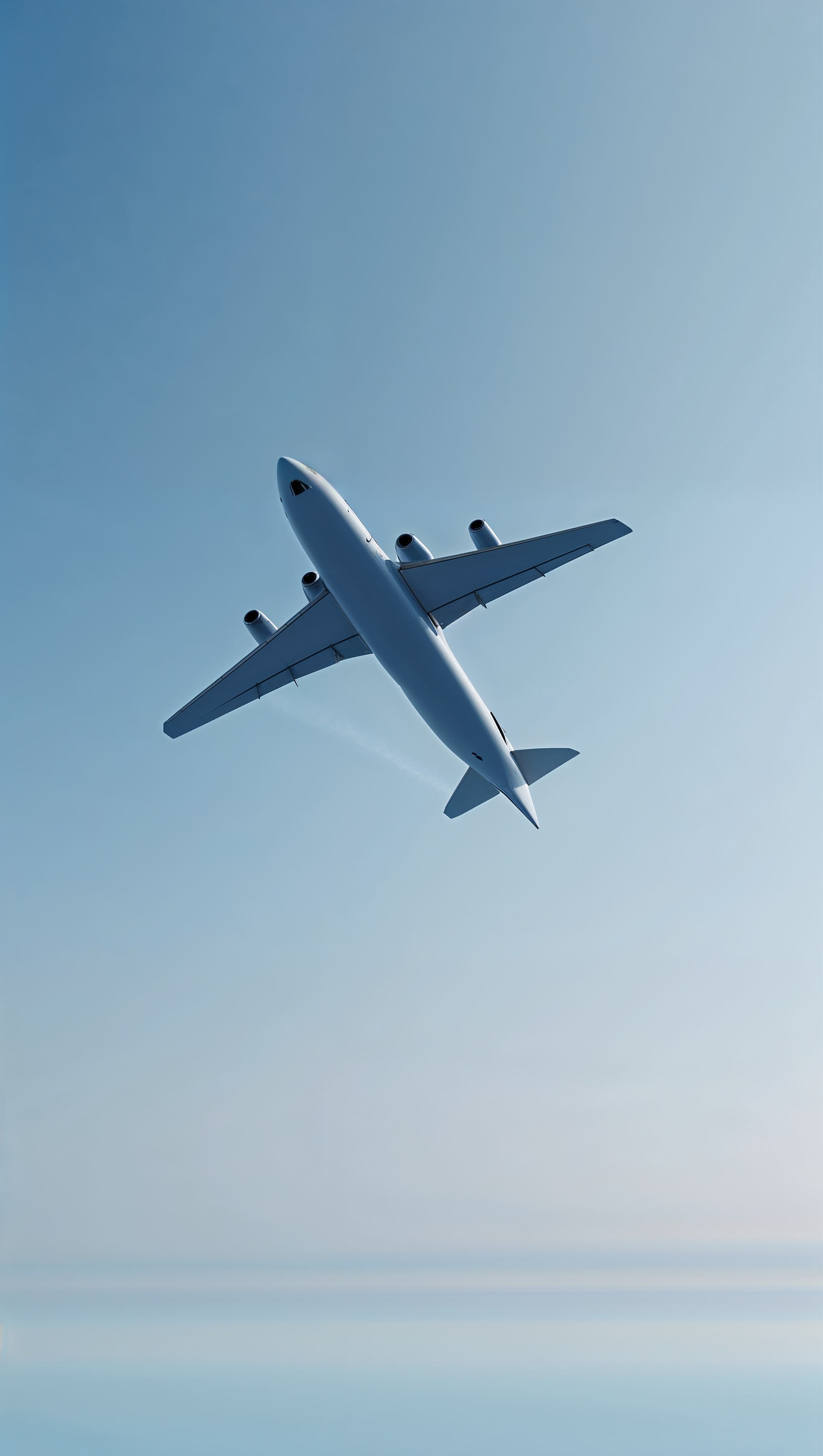 Minimalist wallpaper with a simple airplane and blue sky