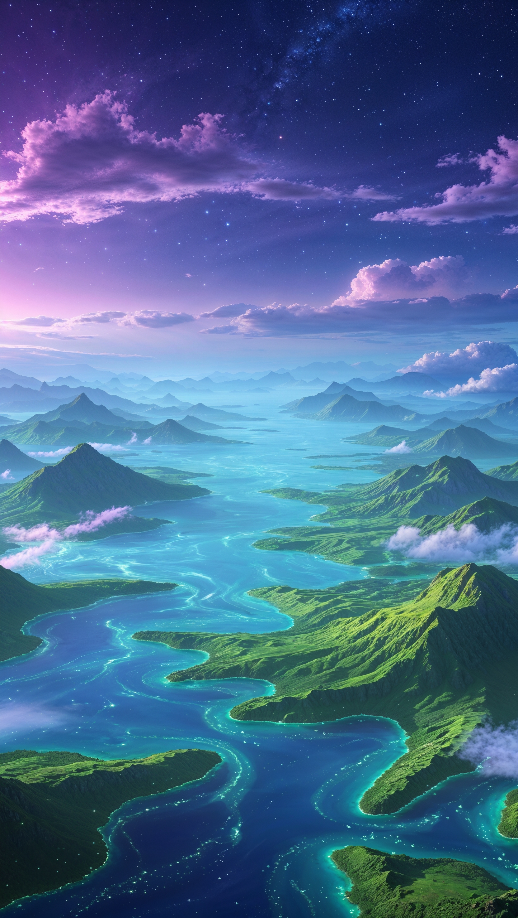 A planet with blue oceans and emerald green continents