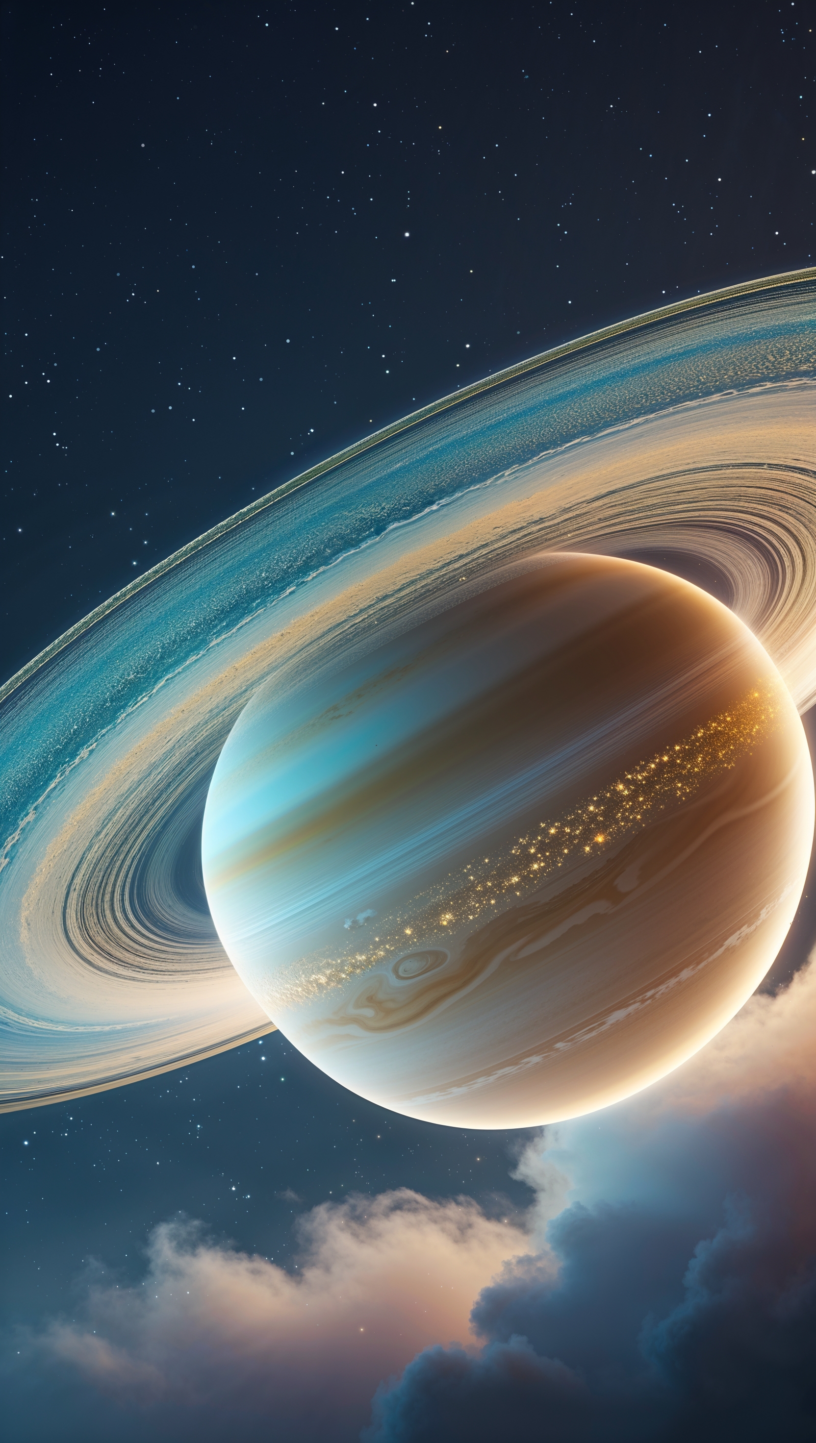 A detailed and glowing view of Saturn with its rings