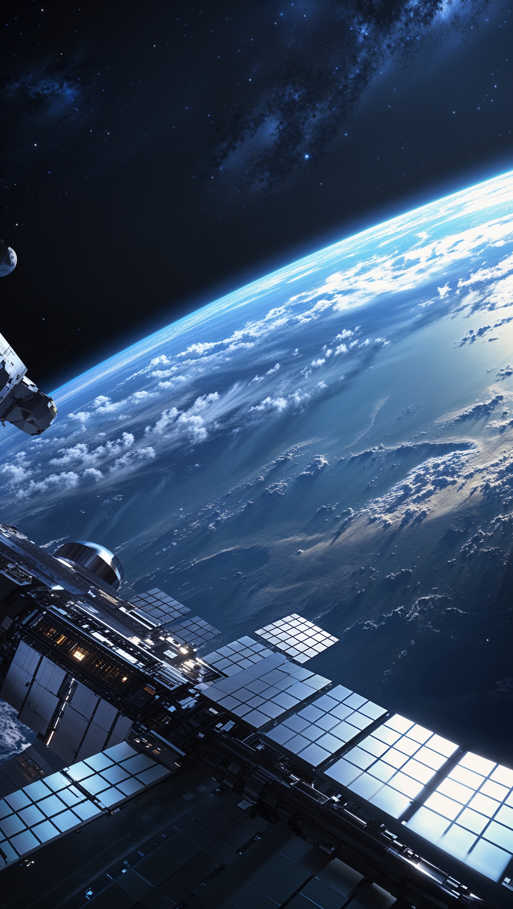 Realistic view of Earth from a space station