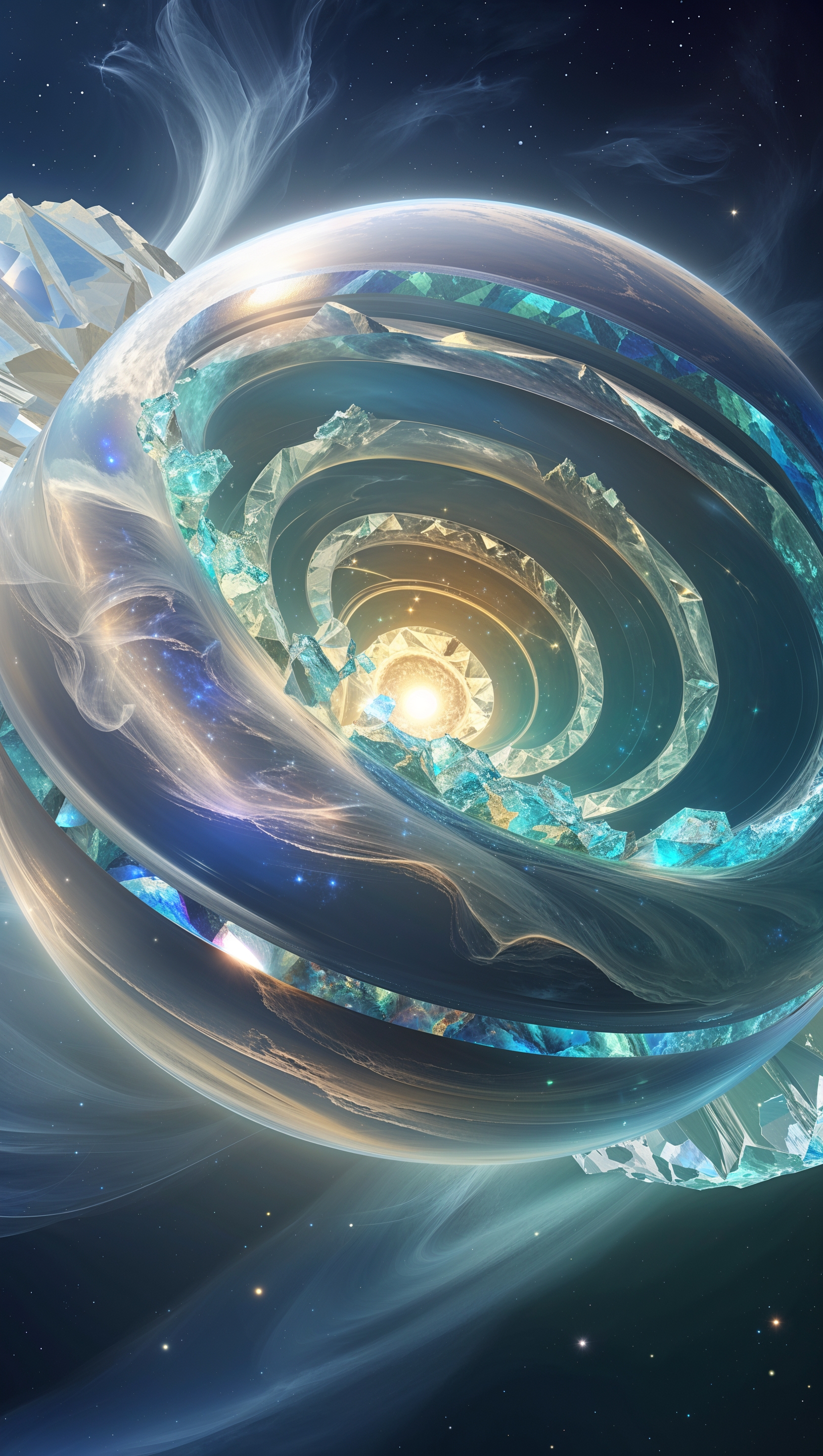 A semi-transparent planet with visible inner layers