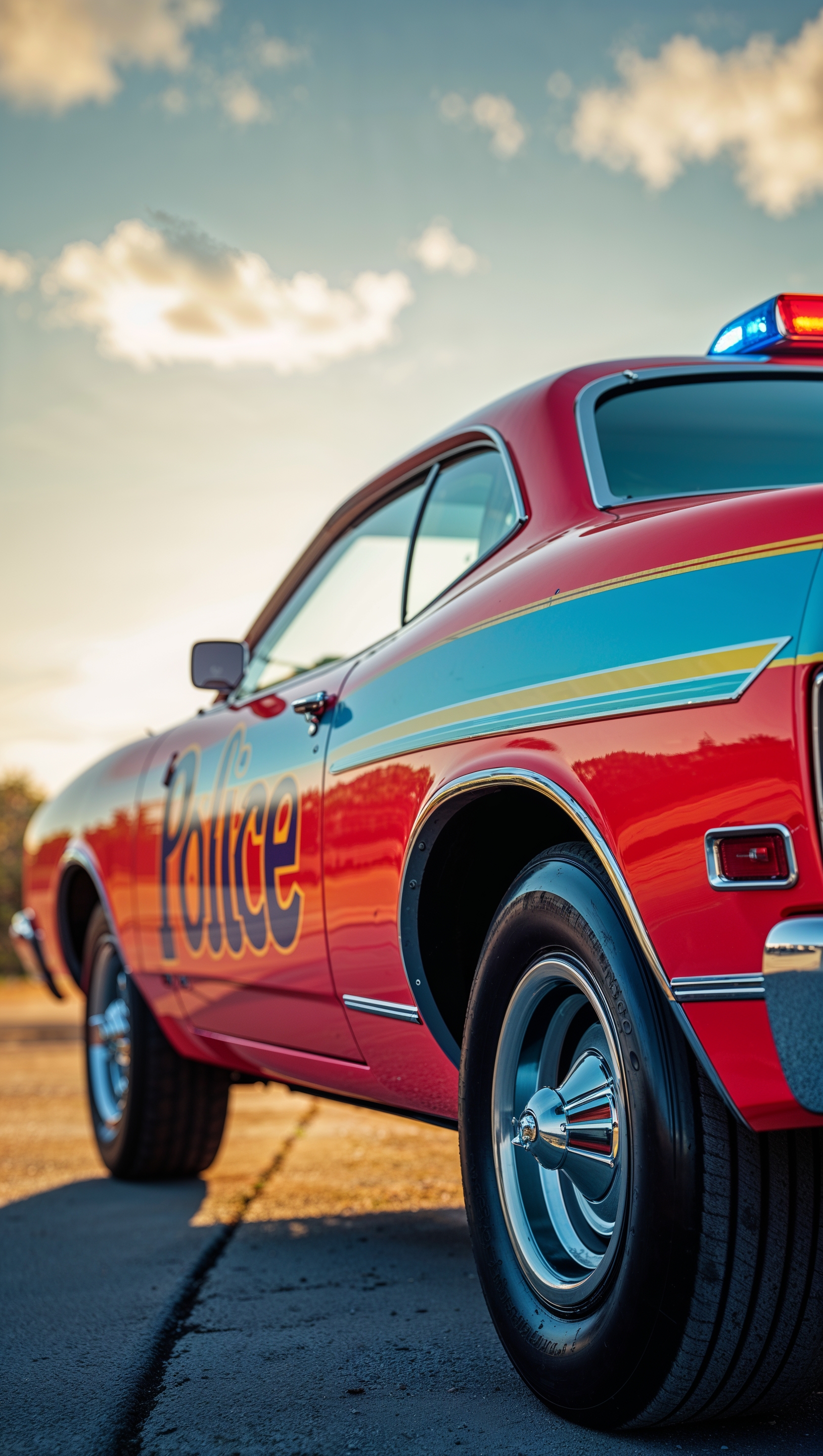 iPhone wallpaper of a 1970s classic police car