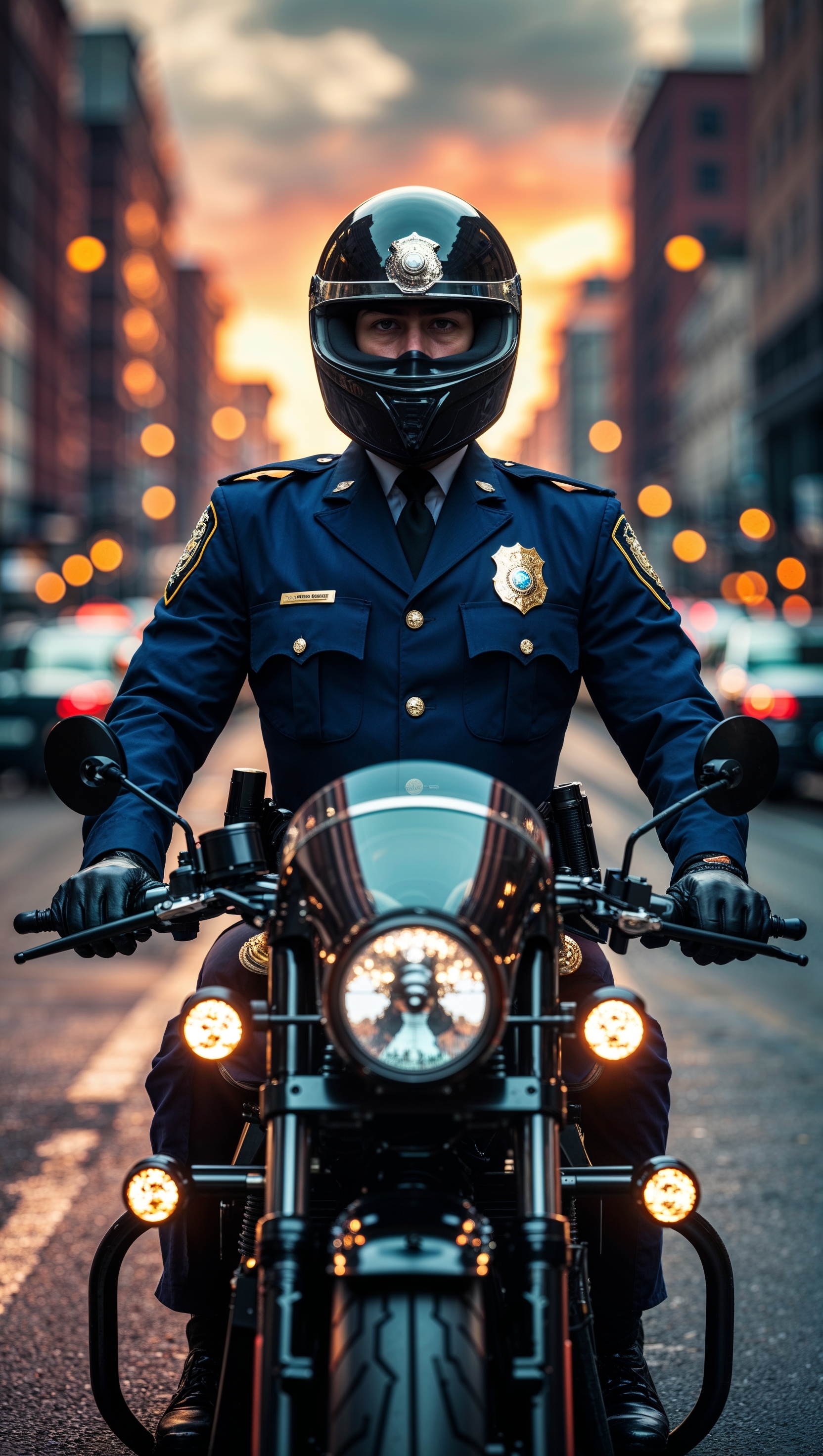iPhone wallpaper with a motorcycle police officer on the street