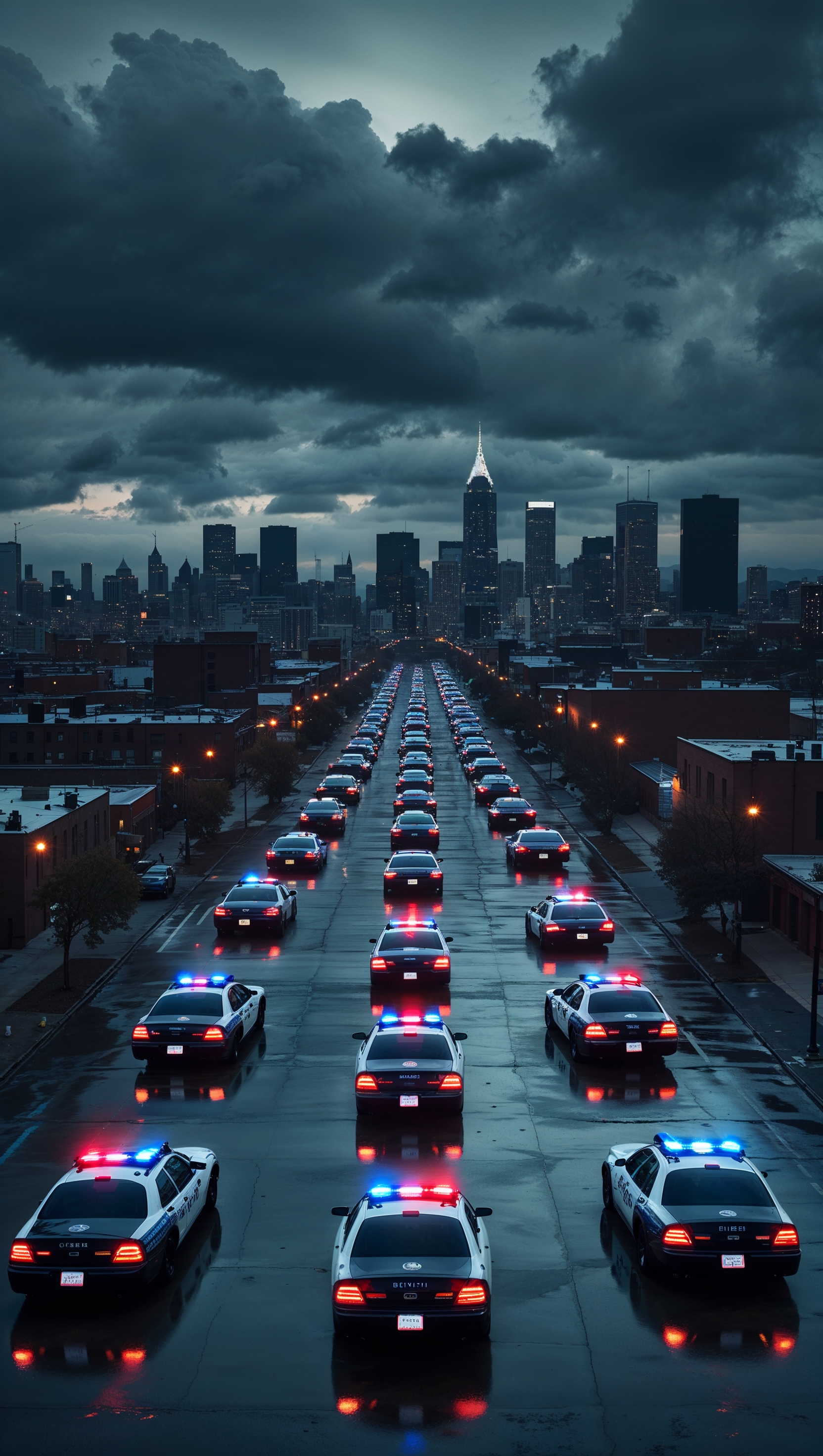 iPhone wallpaper of an aerial view of police cars