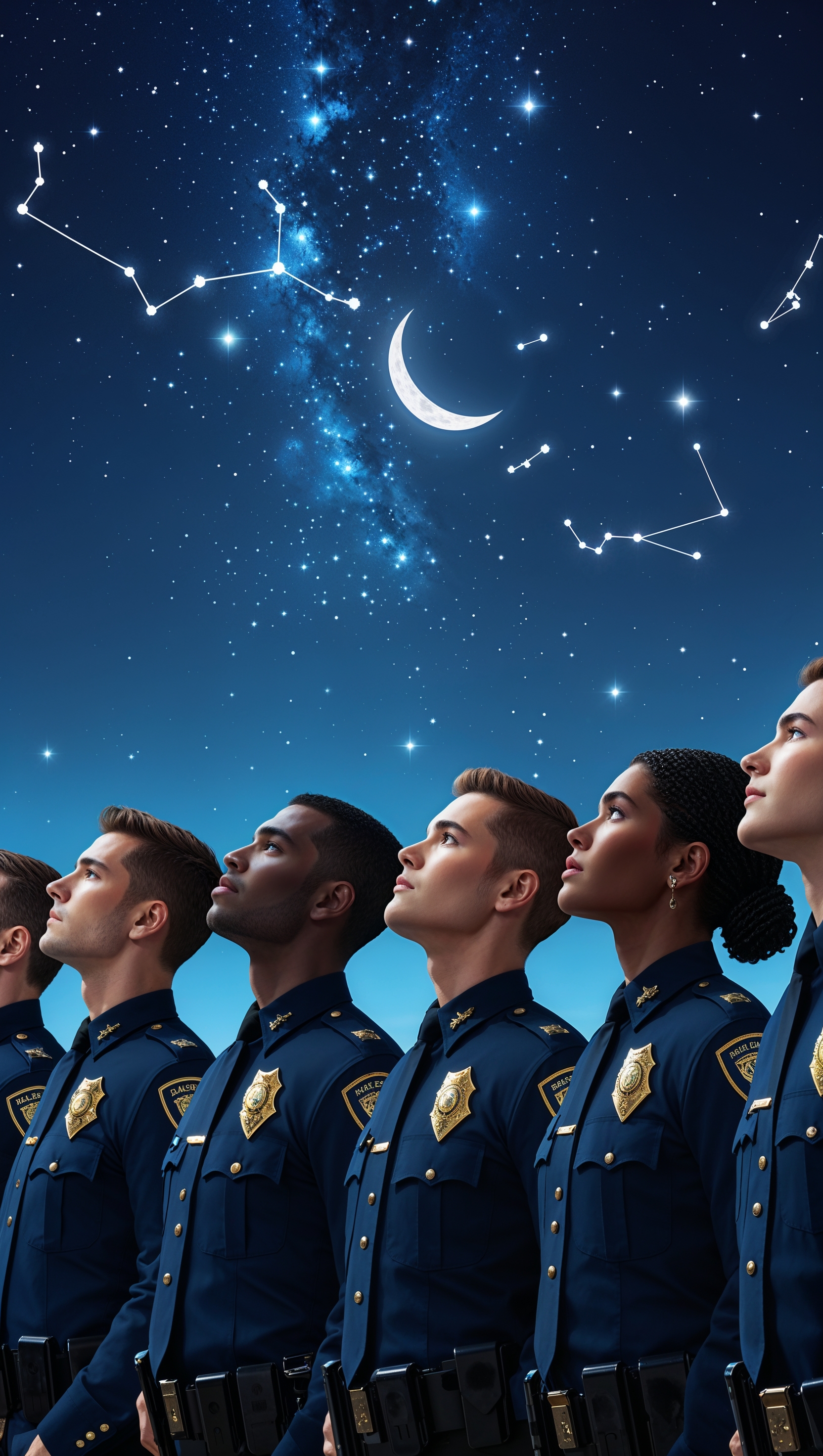 iPhone wallpaper of police under a starry night sky