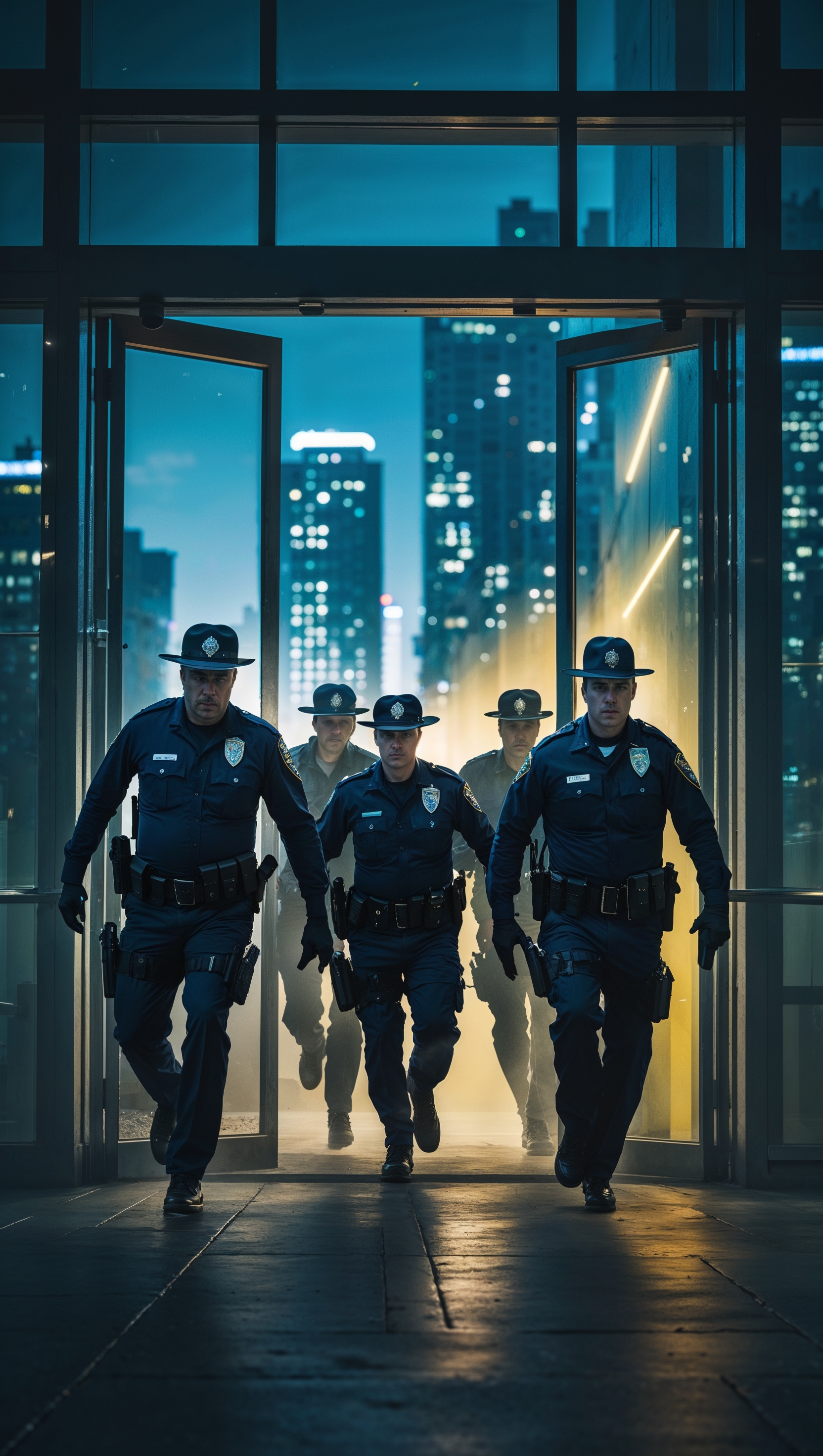 iPhone wallpaper showing police entering a building