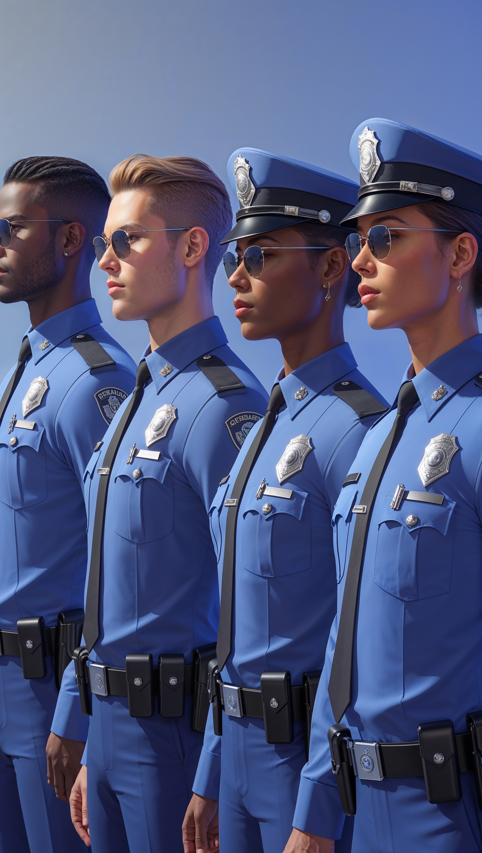 iPhone wallpaper of police officers standing in line