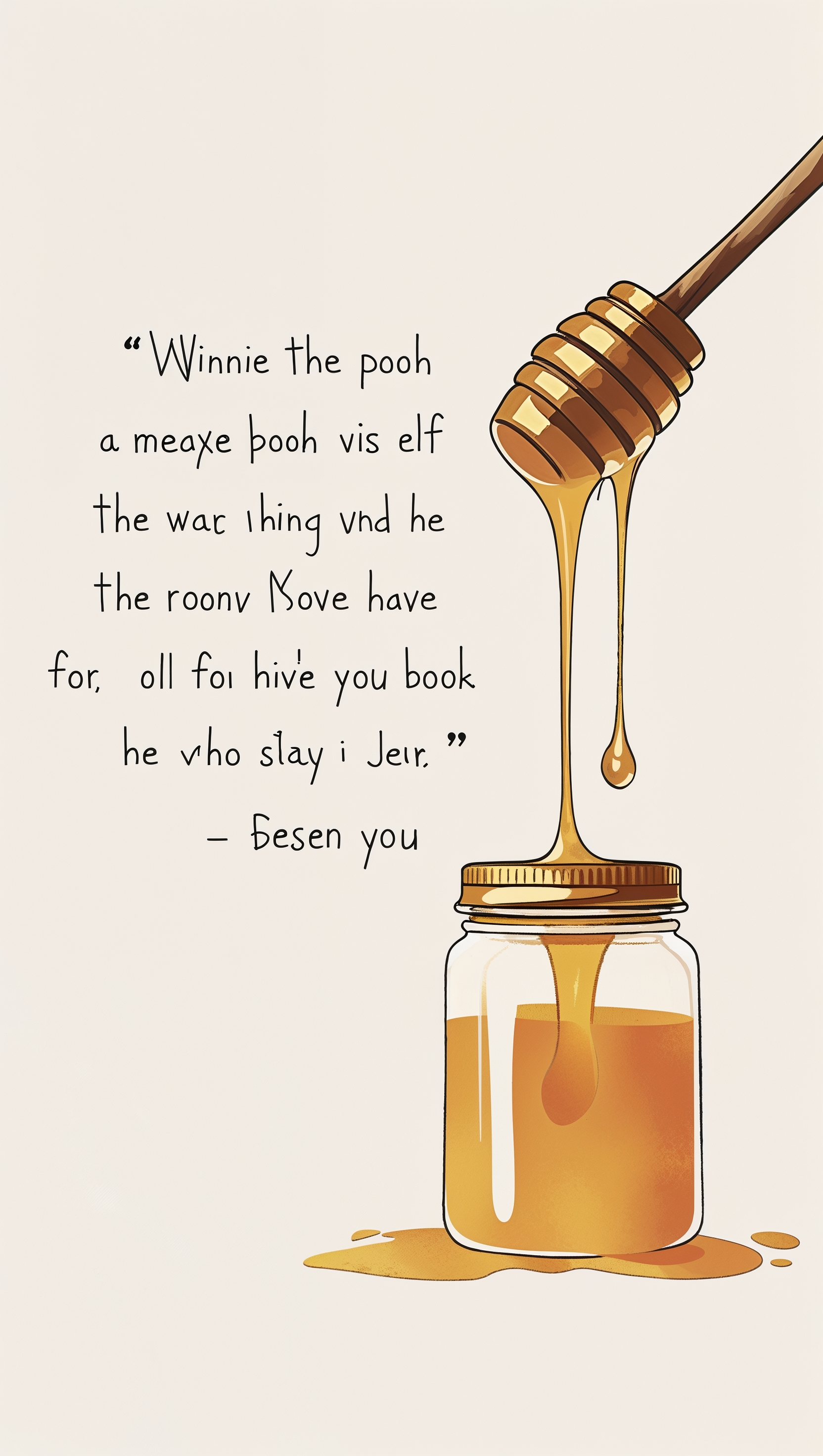 Minimal Winnie the Pooh quote with honey jar graphic, iPhone wallpaper