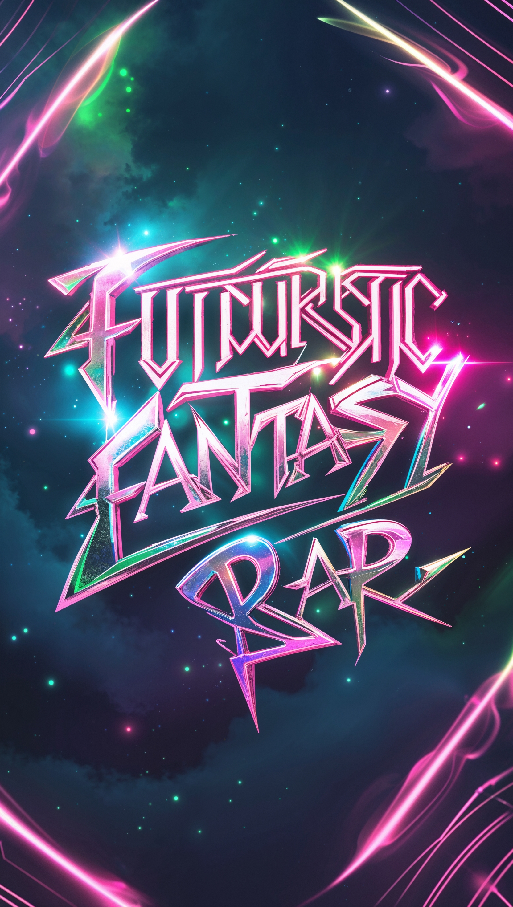 Fantasy rap album cover with neon light and special fonts