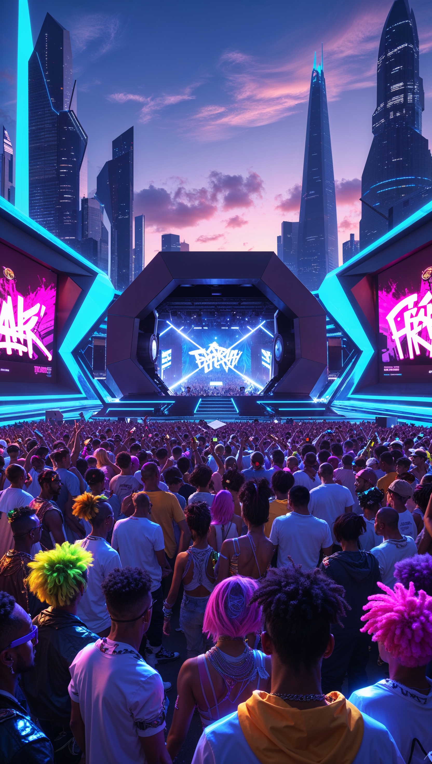 Large speakers and rap beats playing, digital style