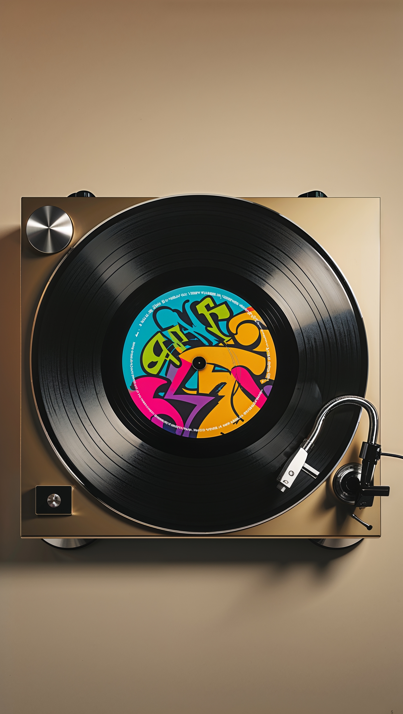 Vinyl record spinning with hip-hop design