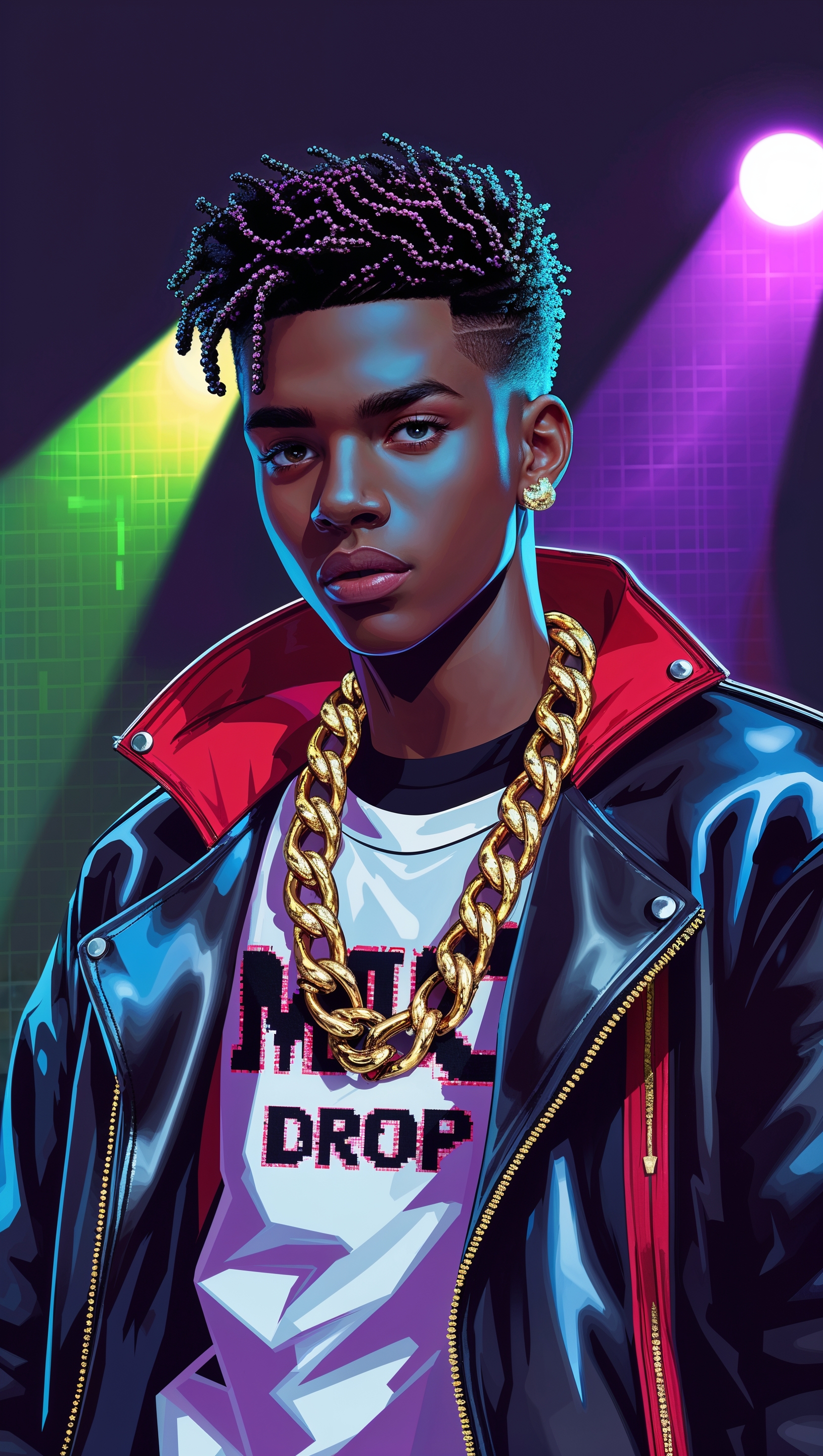 Rapper in pixel-art style like retro video games