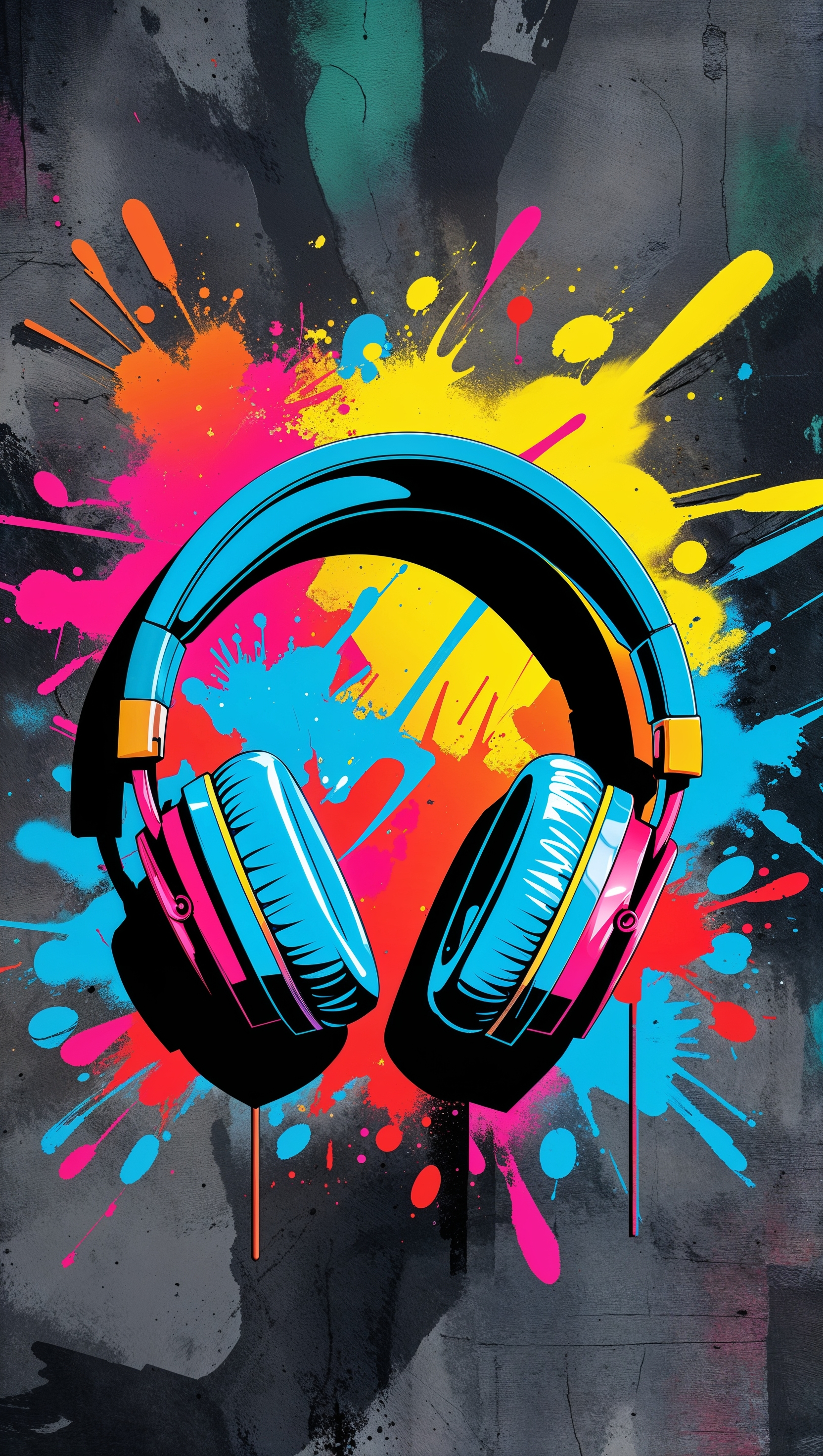 Hip-hop logo with headphones and spray paint in graphic style