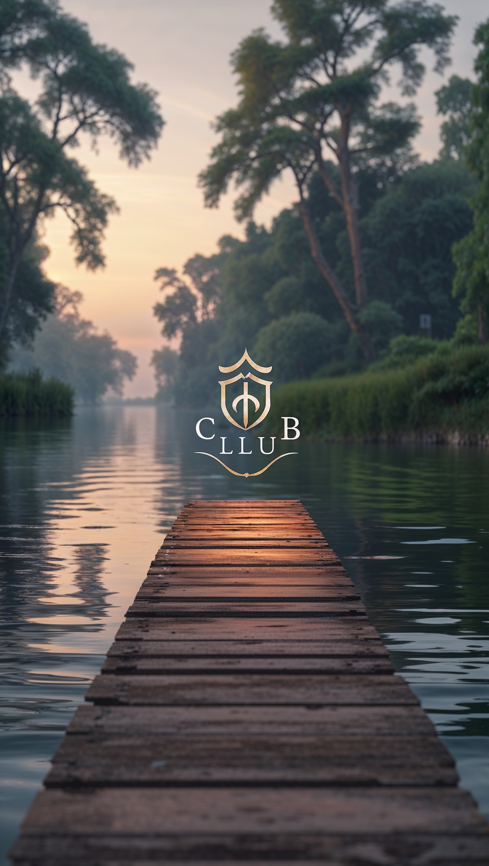 Calm and artistic image of the club logo by a riverside