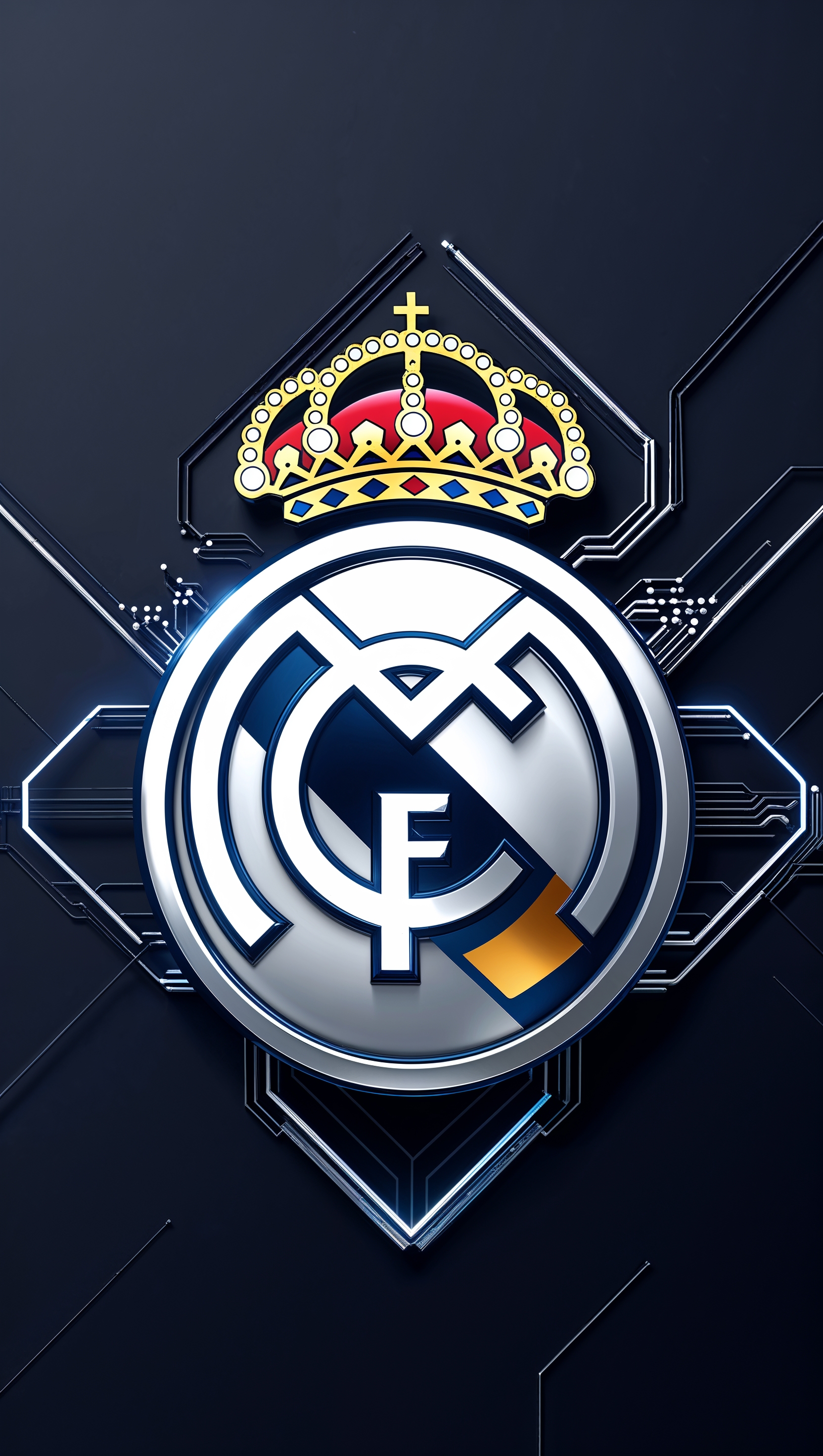 Innovative Real Madrid logo design in a tech style