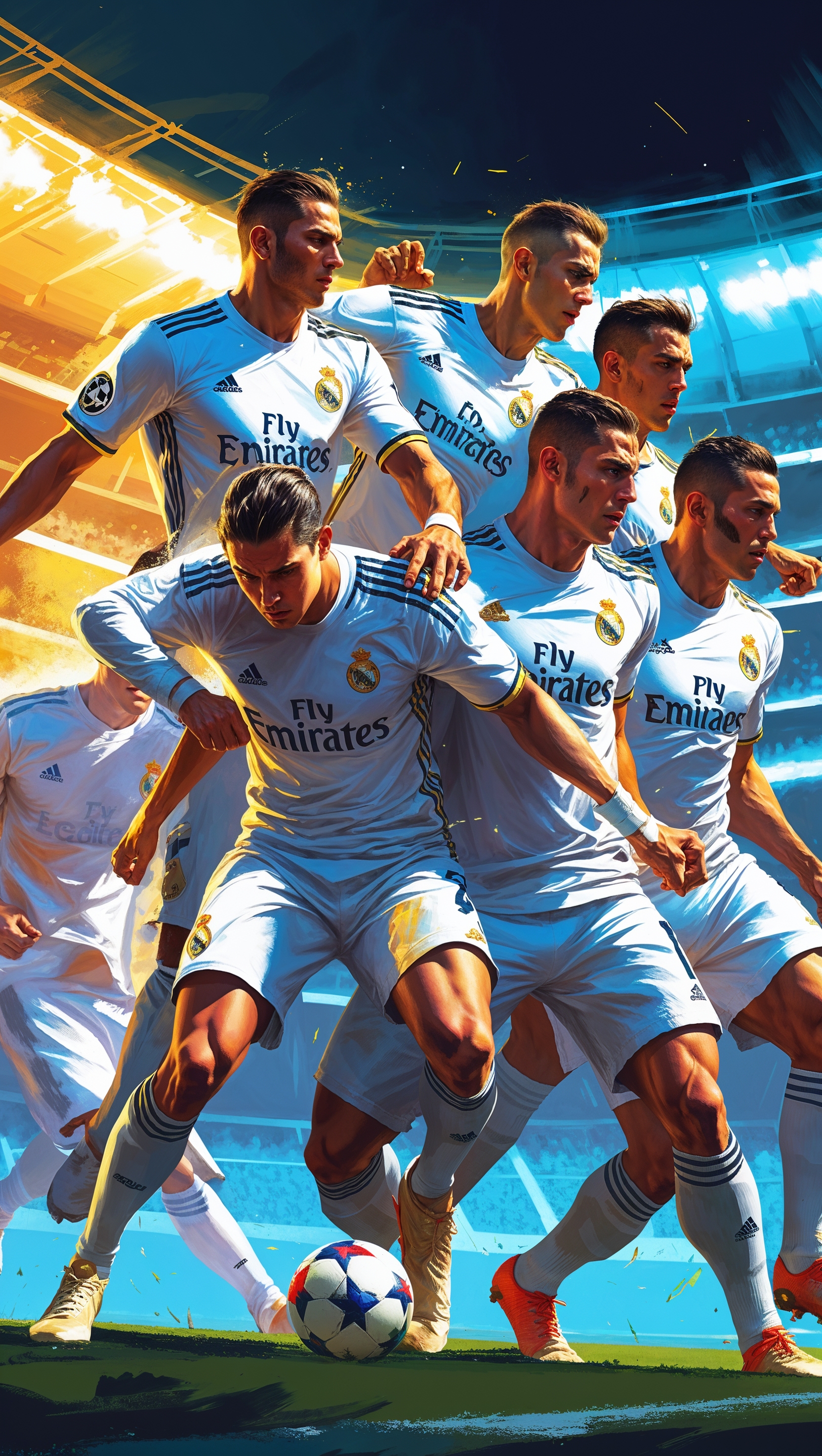 FIFA game-inspired image with Real Madrid players in action