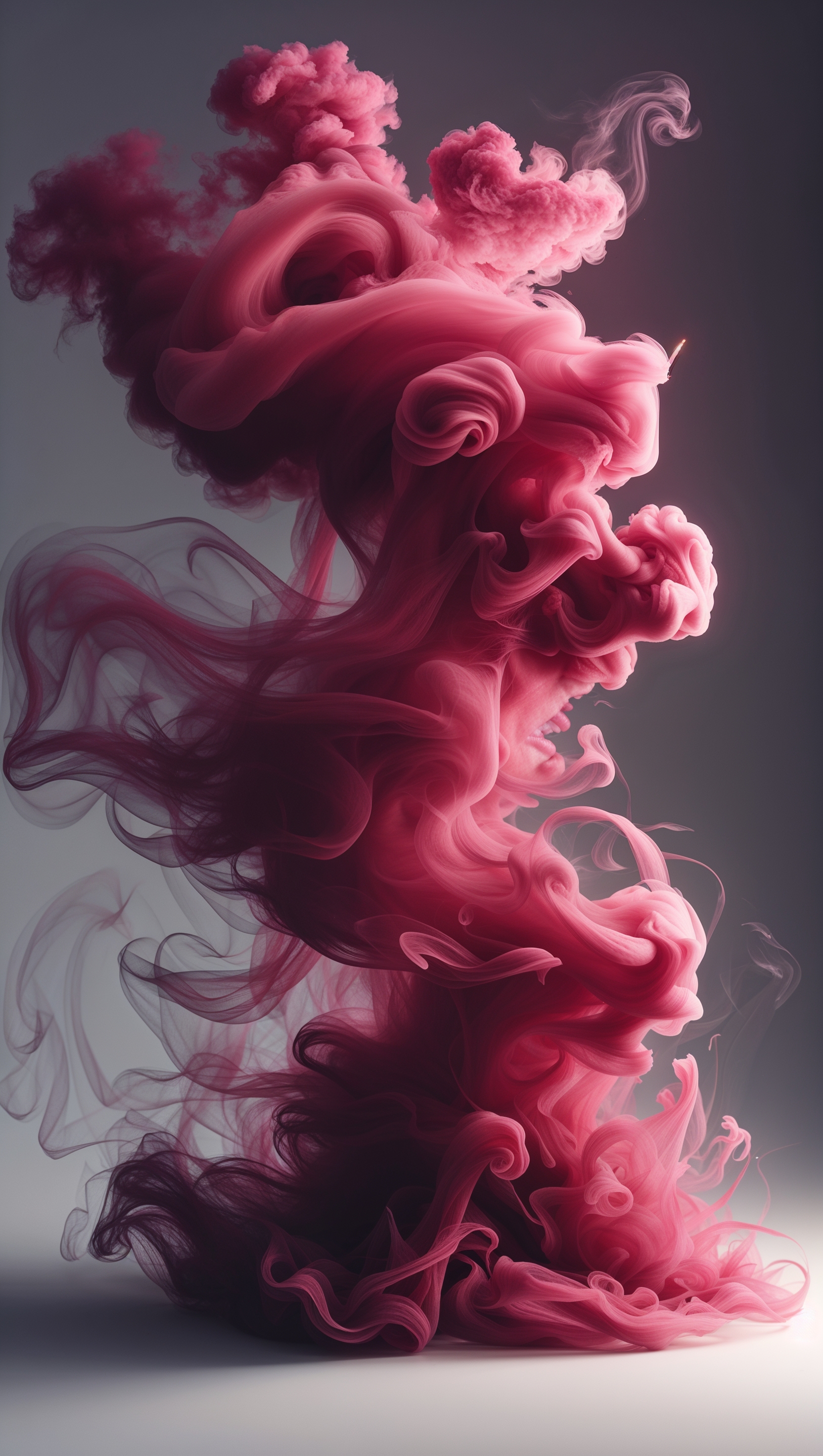 Twisted red smoke in the air with an artistic, poetic feel