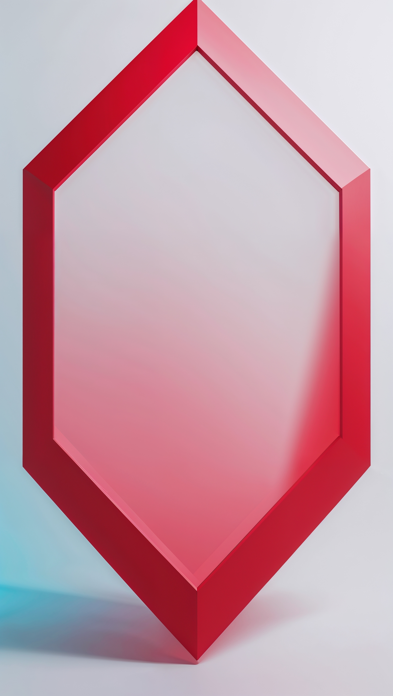 Red geometric shape on a simple background in futuristic style