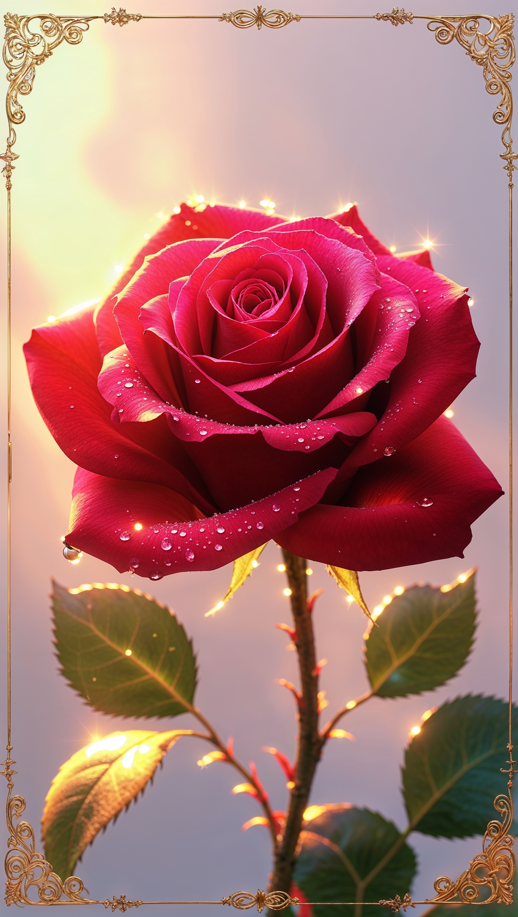 iPhone wallpaper featuring a red rose in golden light