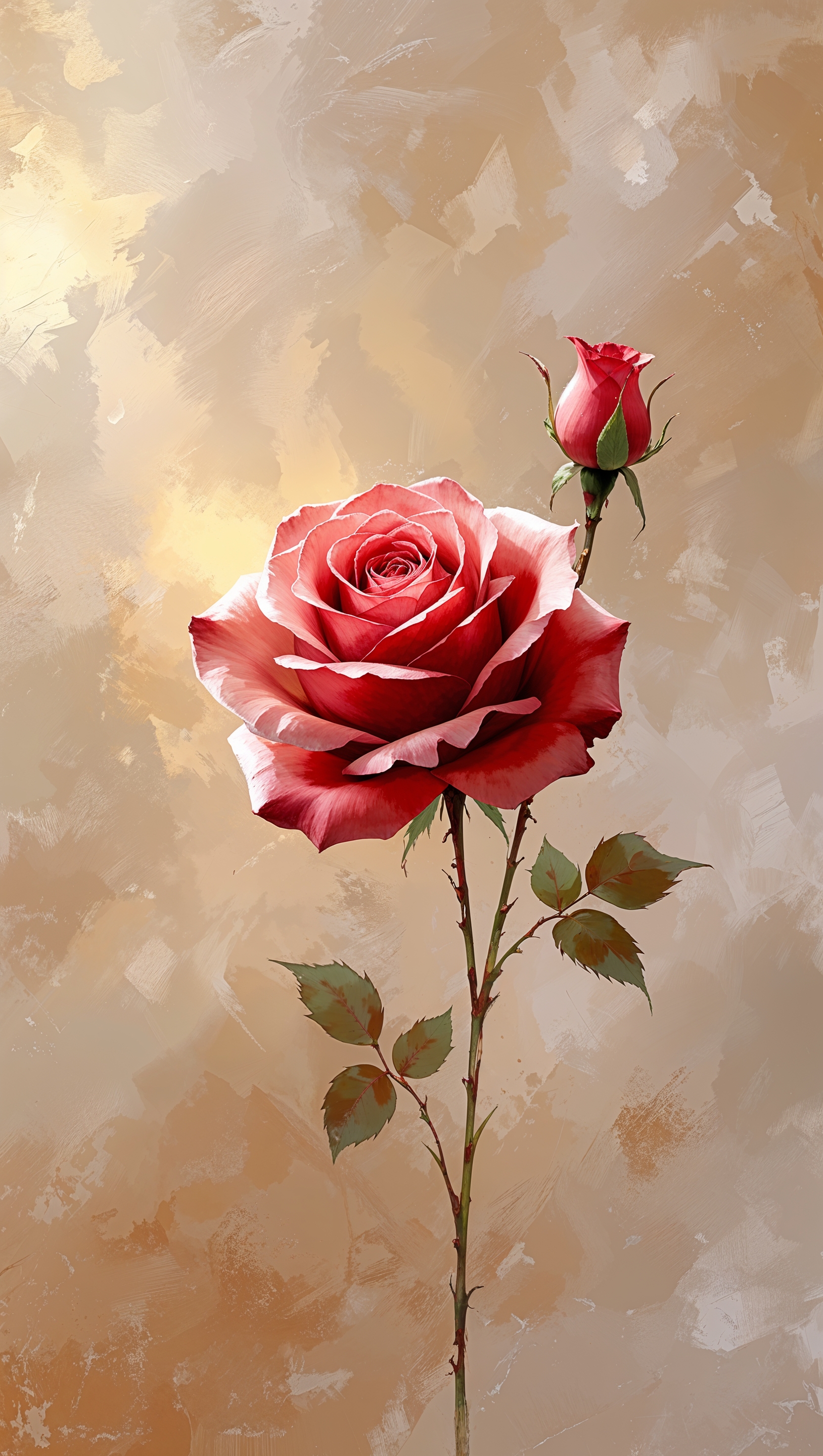iPhone wallpaper with a red rose and dark blue background