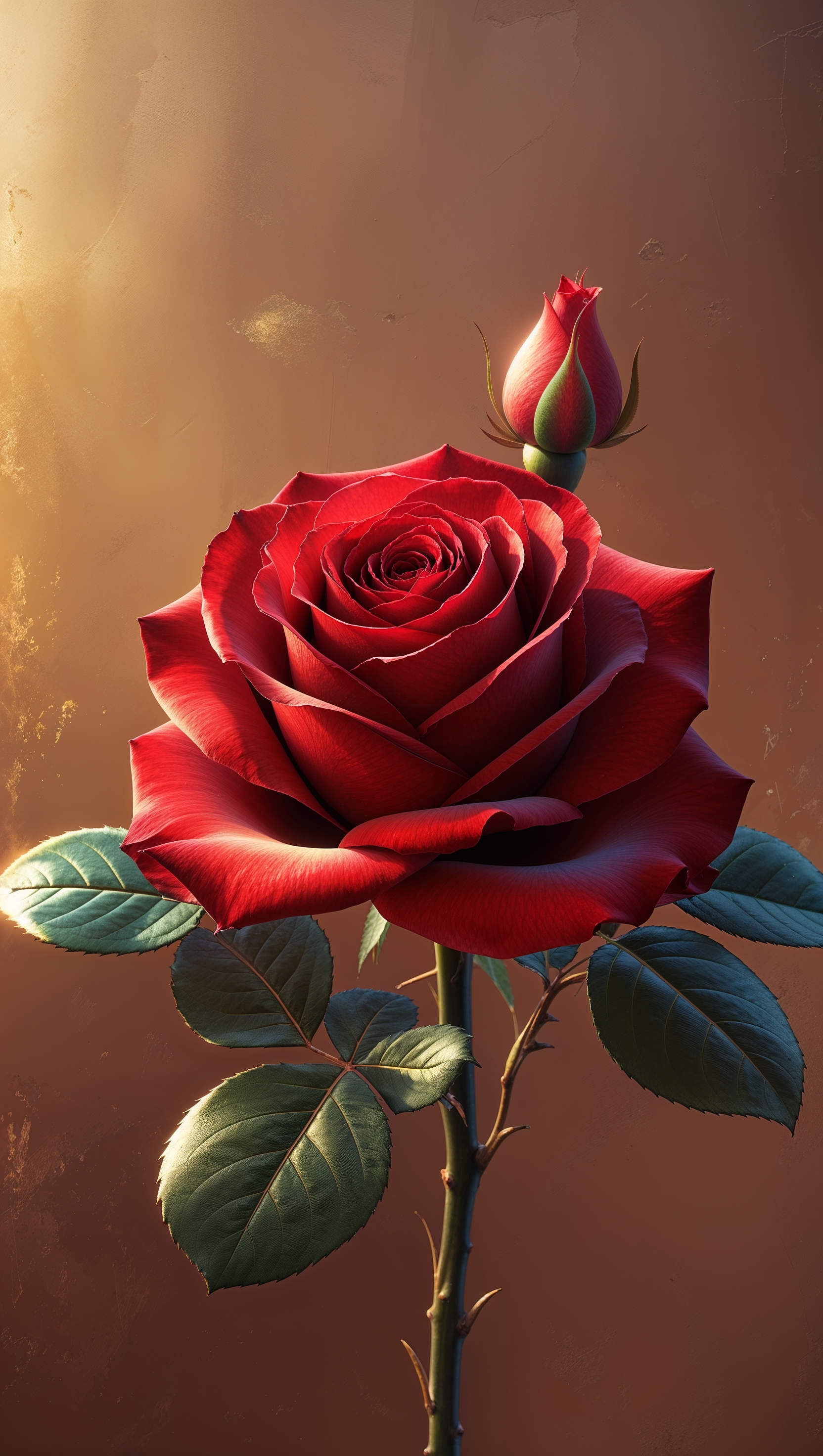 iPhone wallpaper with a red rose and warm color tones