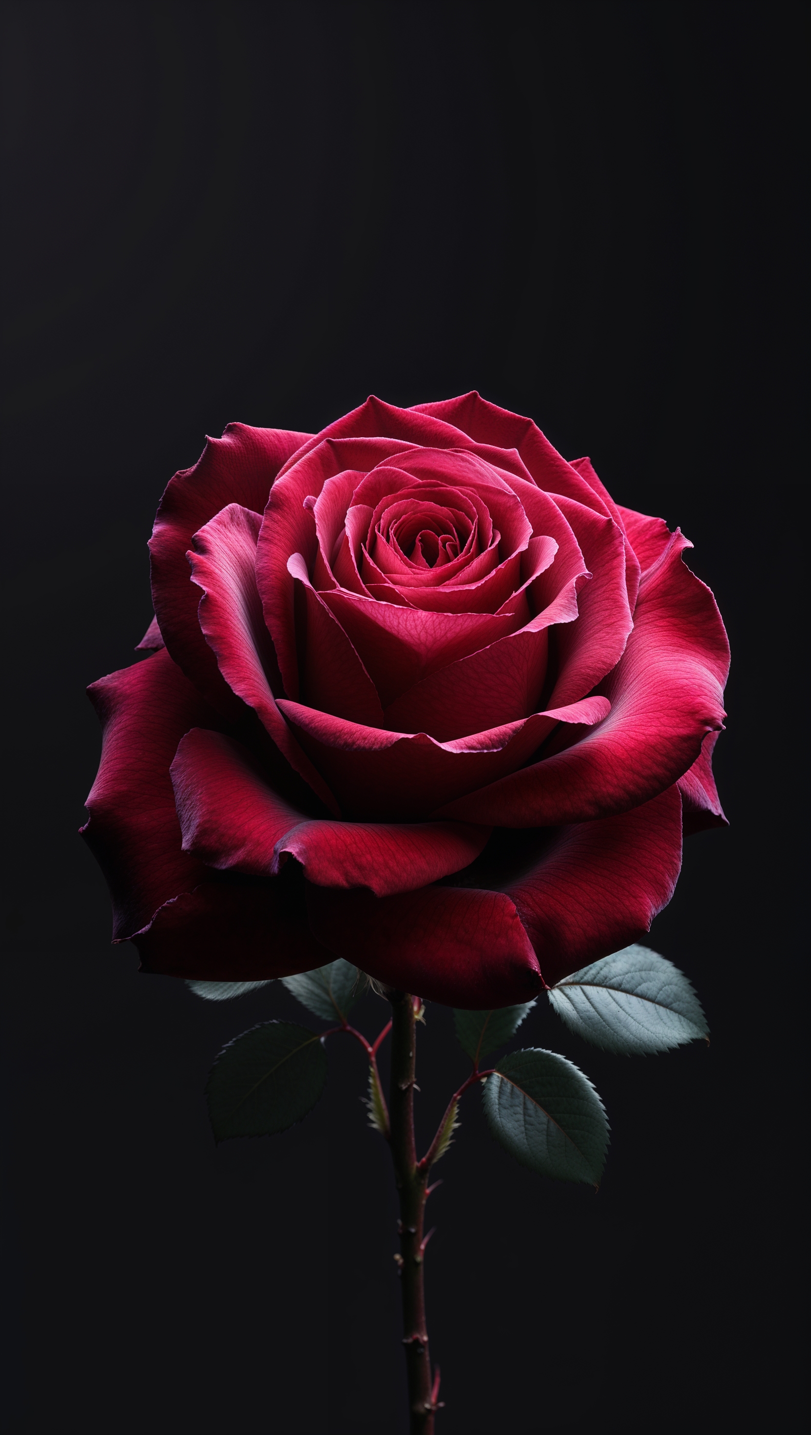 iPhone wallpaper with a red rose on a black background