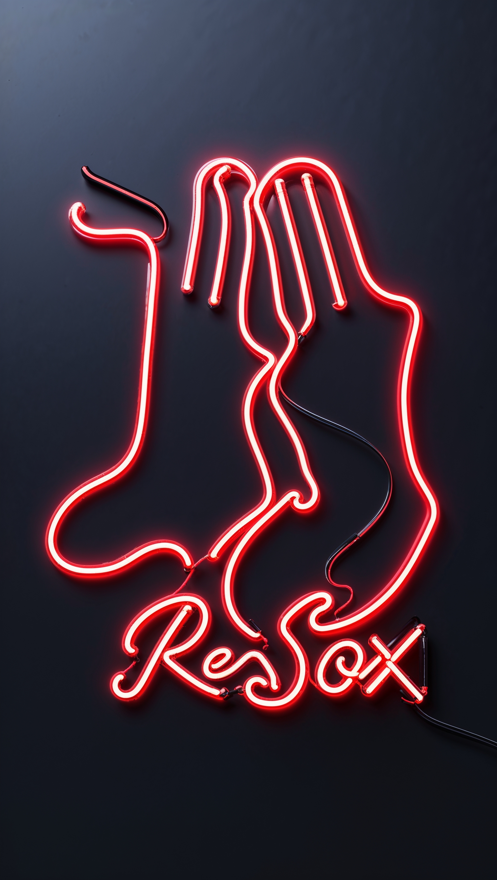 Red Sox logo in red neon style on a black background