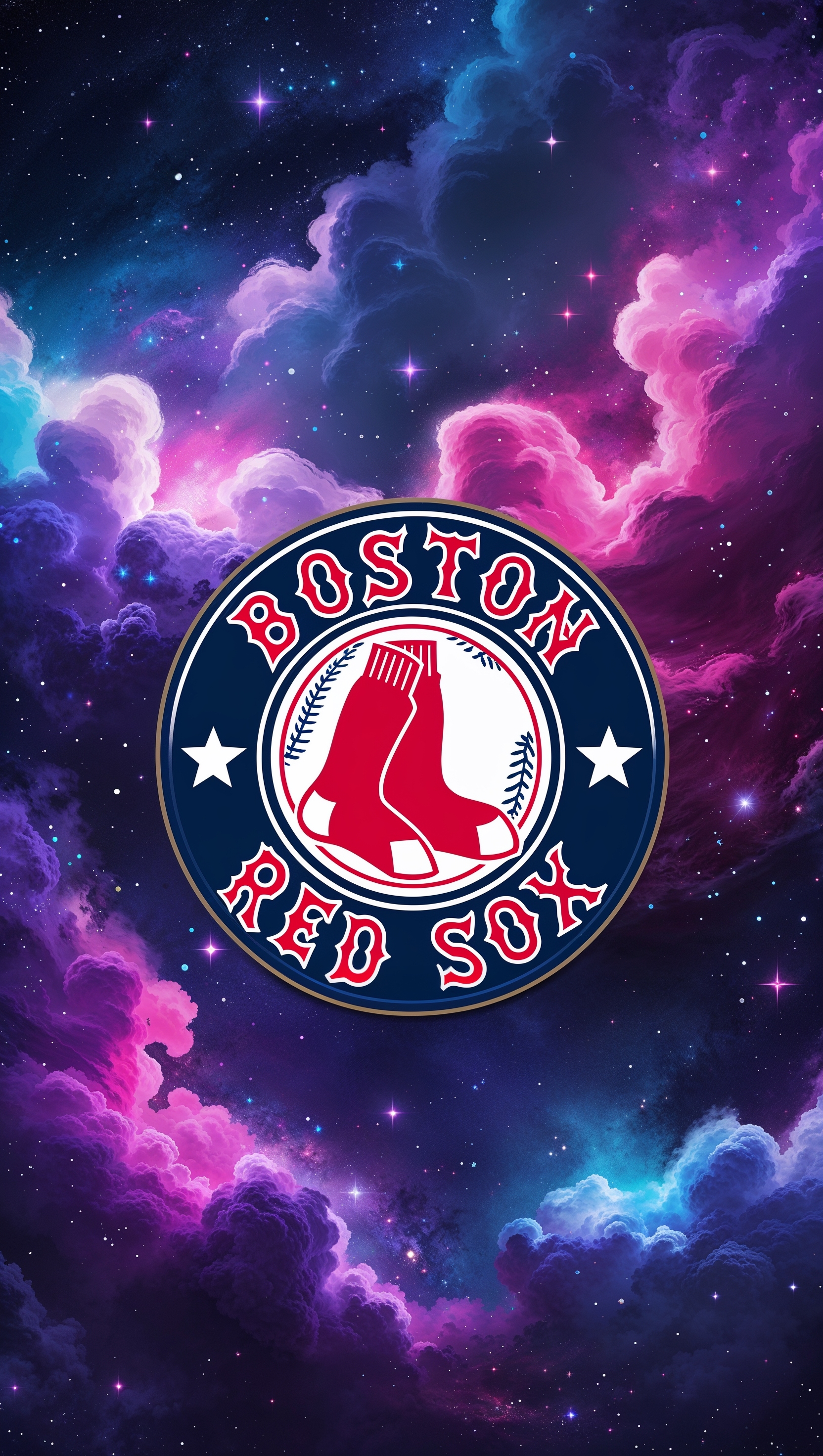 Red Sox with a galaxy and stars background