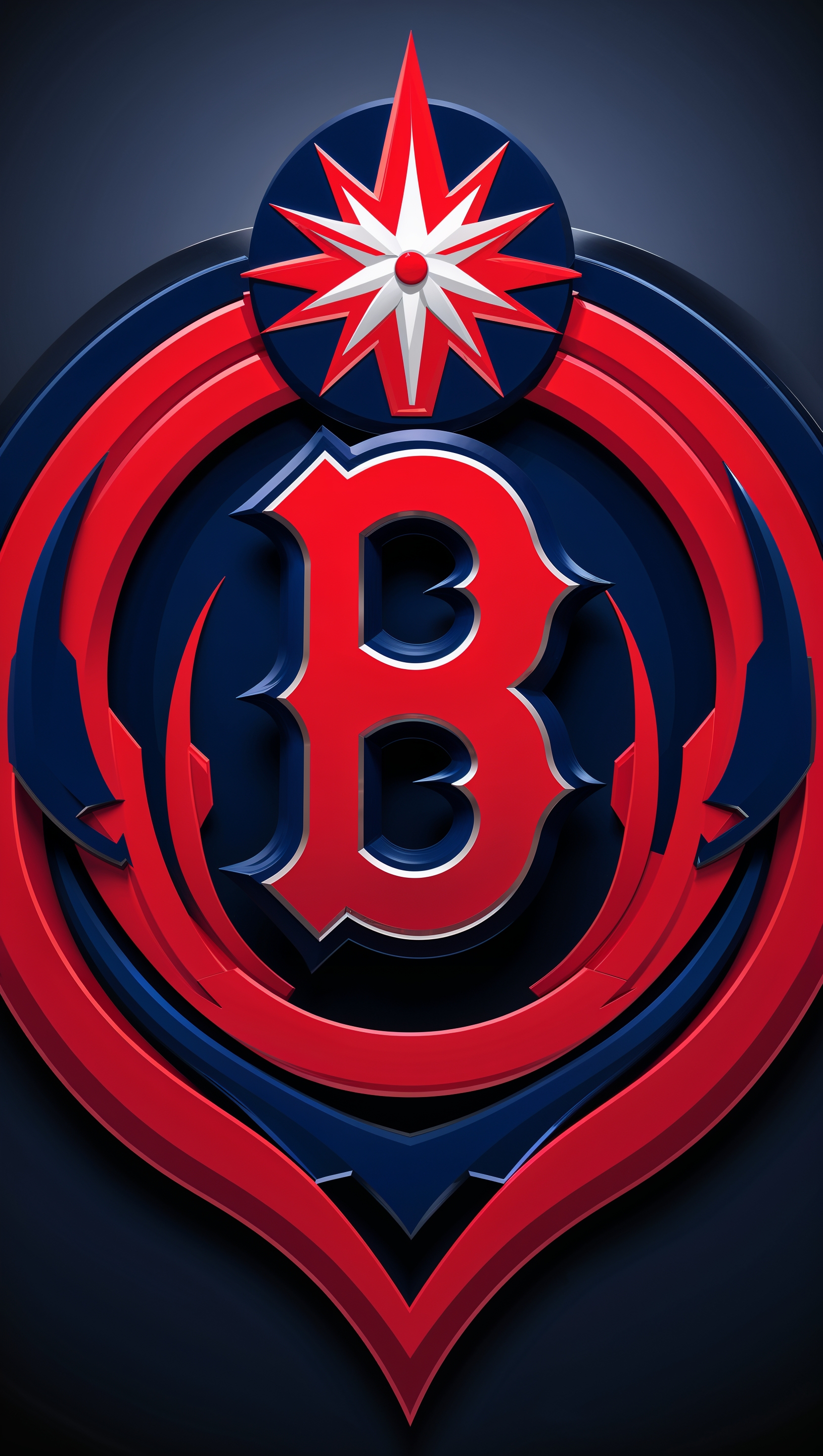 Red Sox styled as a superhero emblem