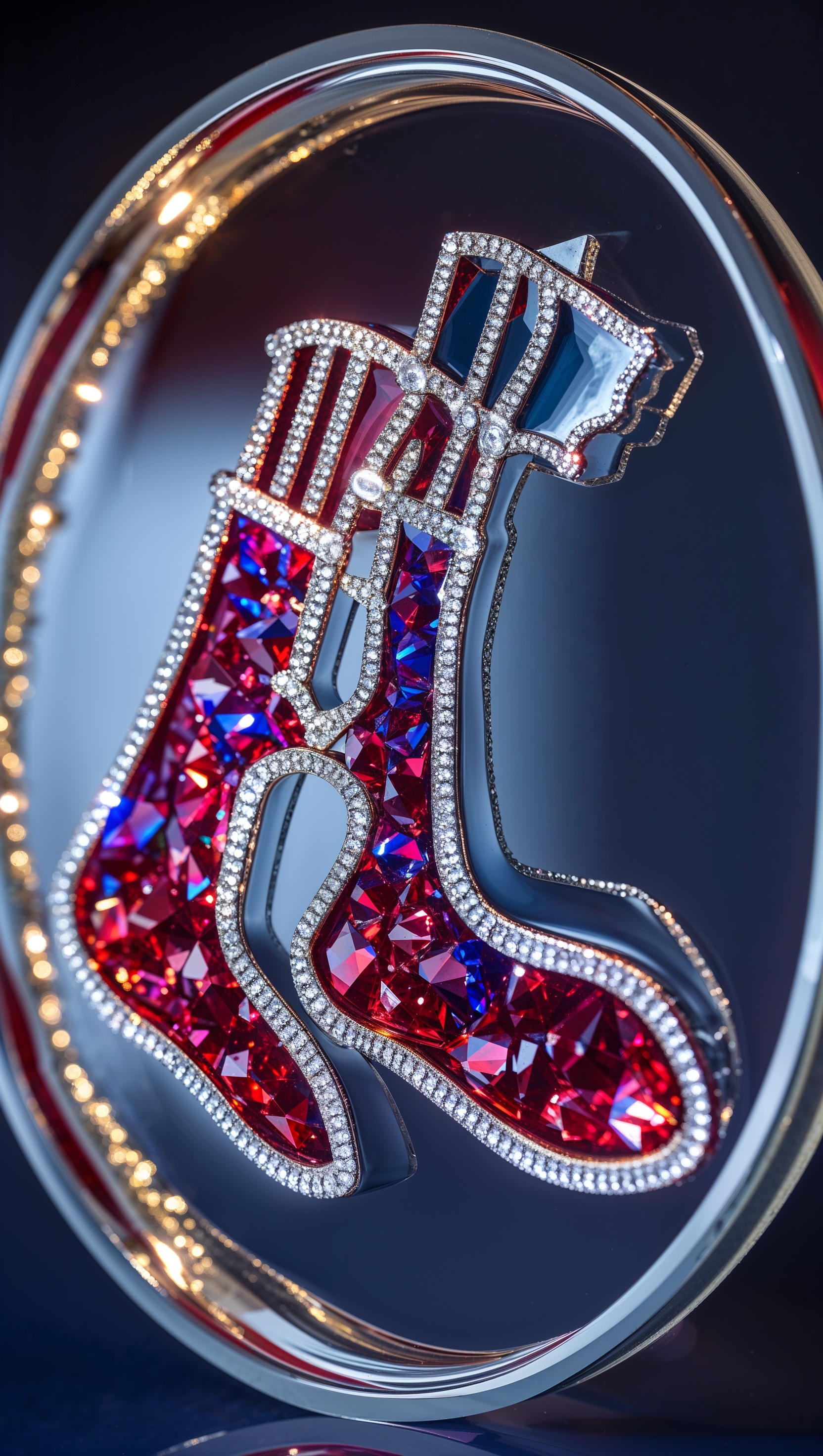 Red Sox logo with glass and crystal effects