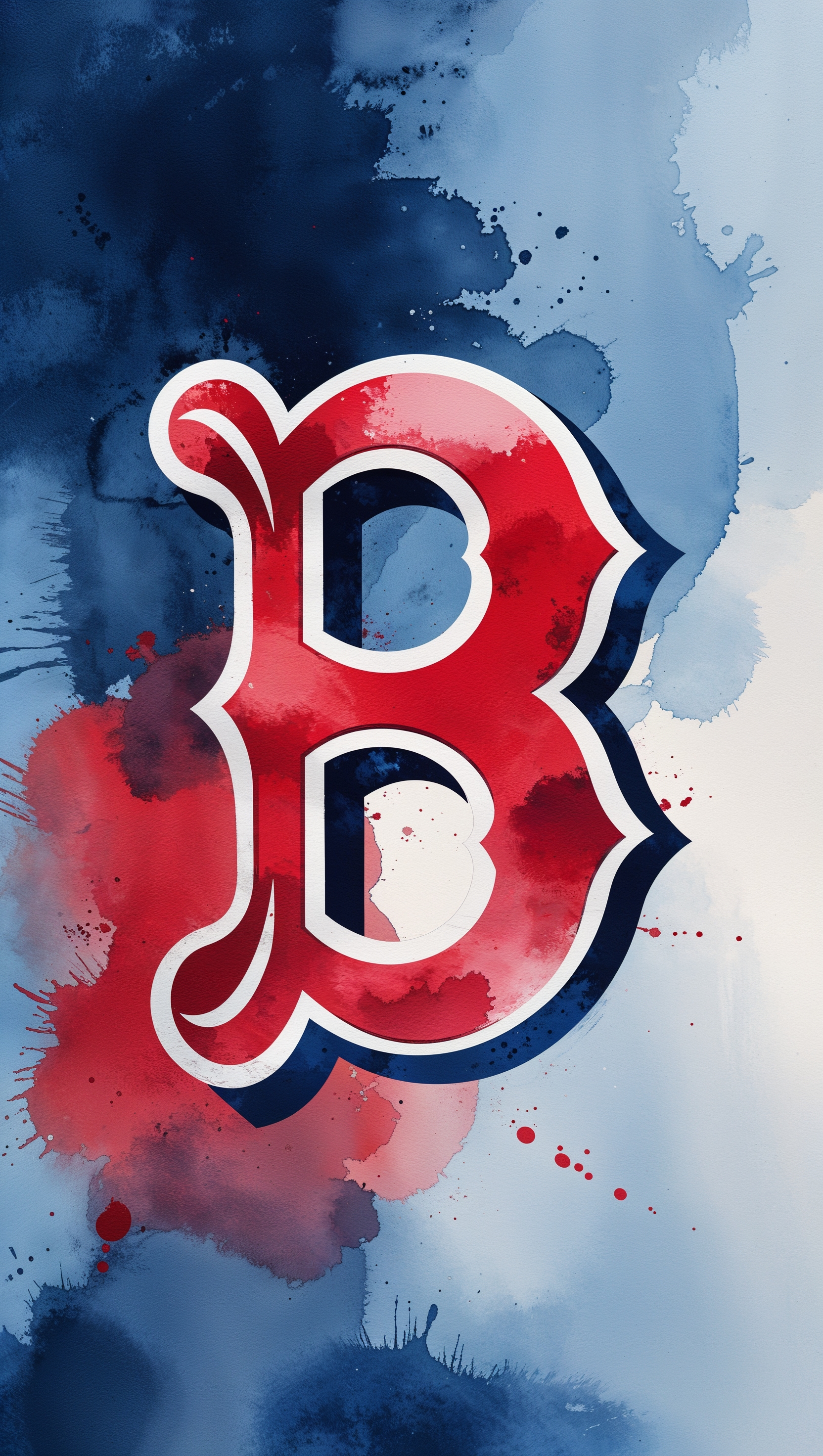 Red Sox wallpaper in watercolor painting style