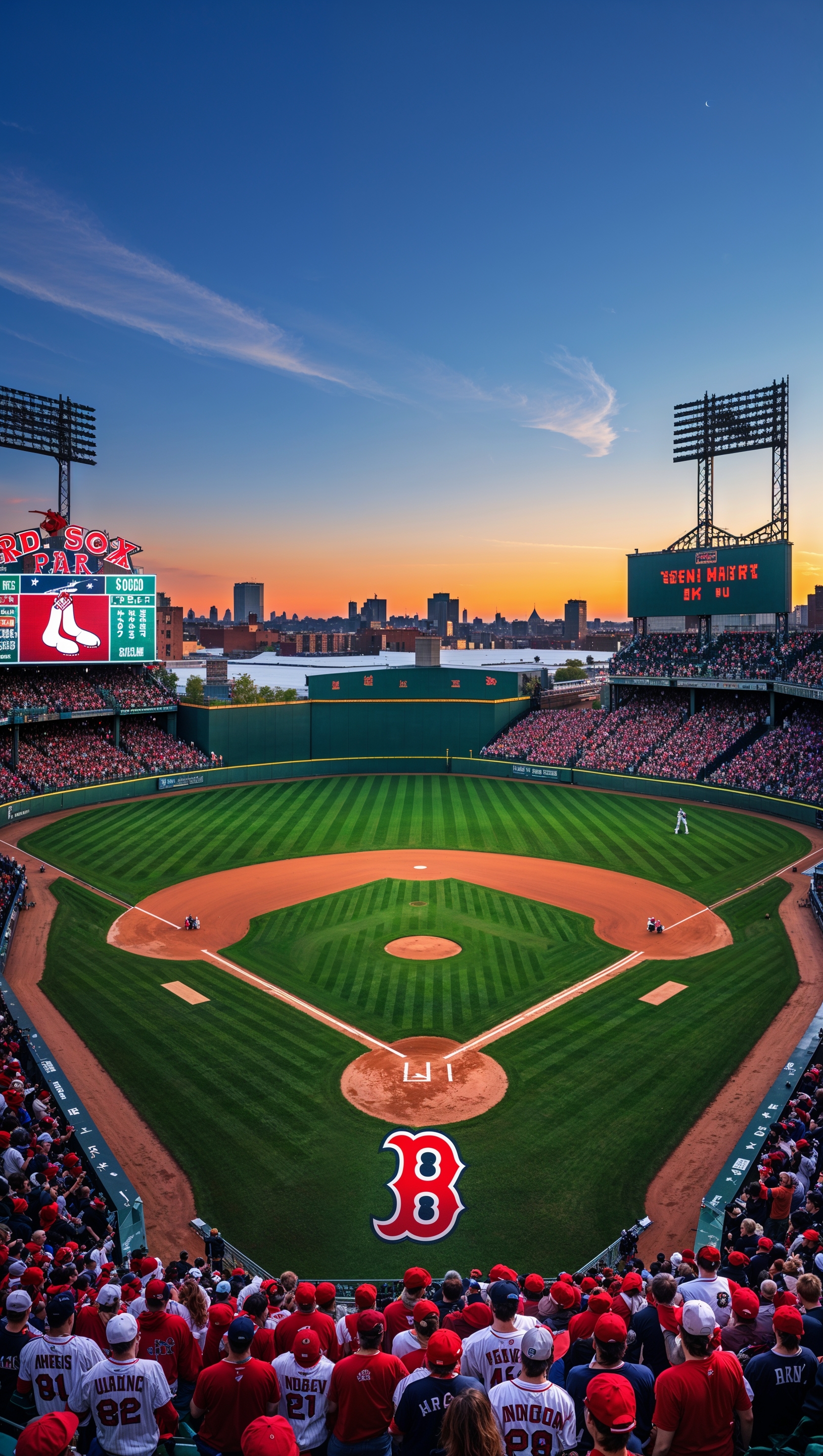 Red Sox game scene at Fenway Park stadium