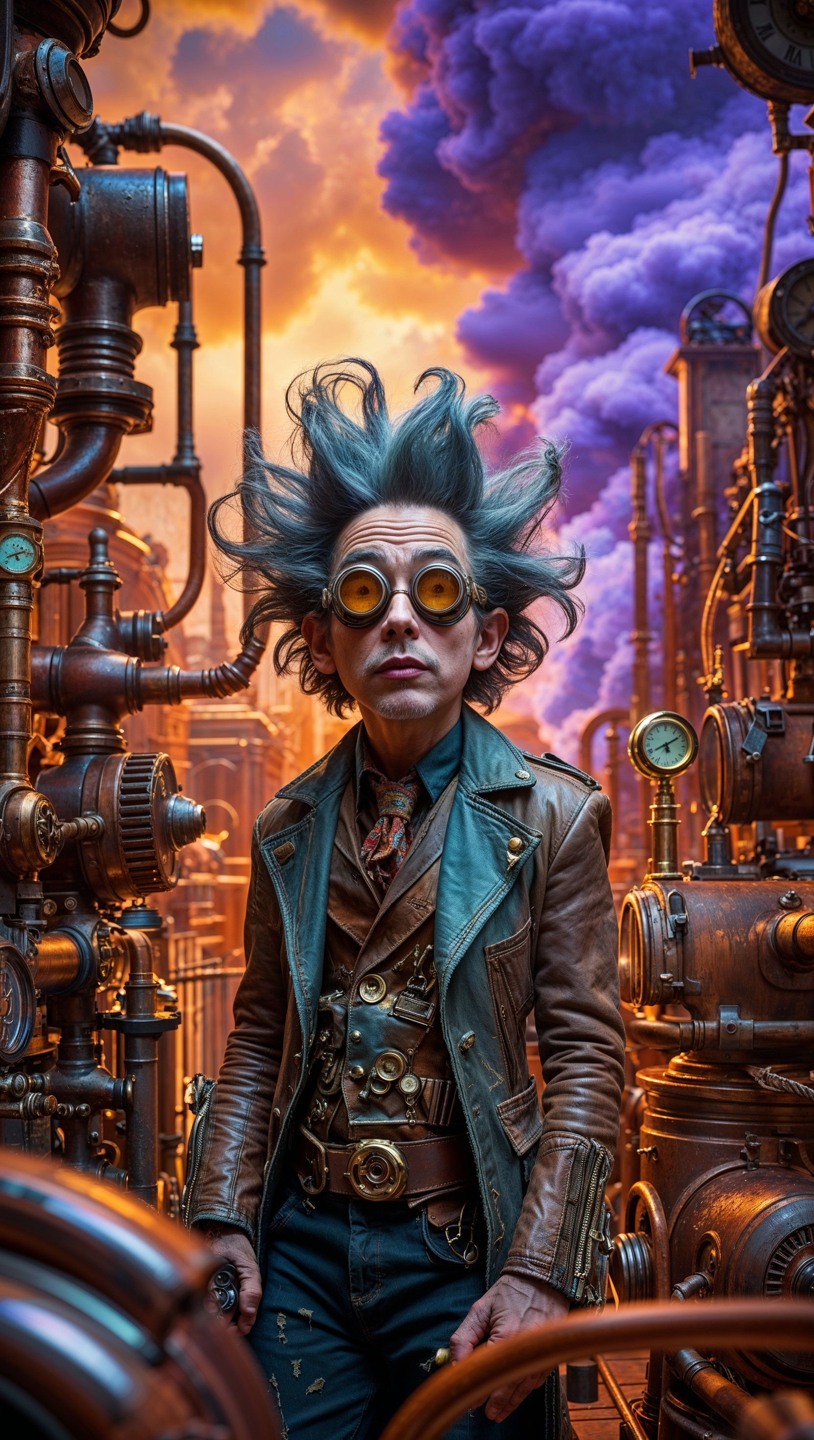 Rick and Morty in a steampunk world, iPhone wallpaper