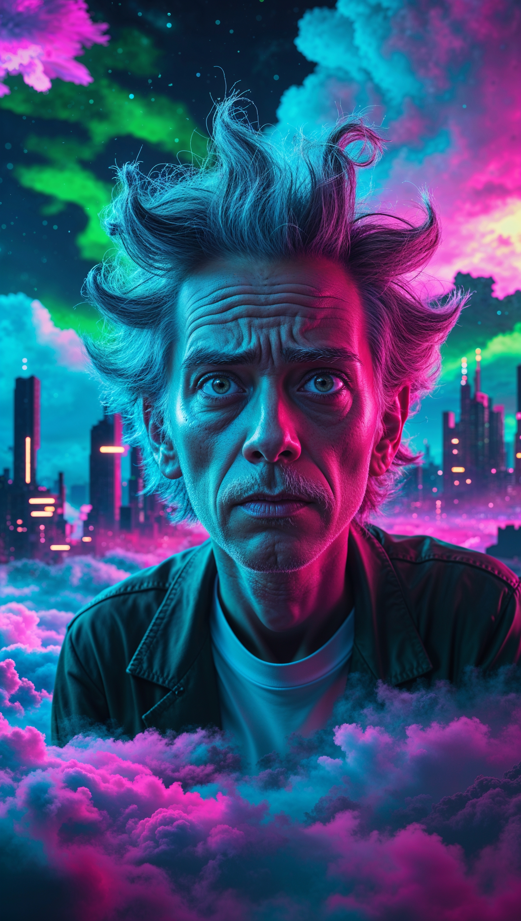Rick and Morty wallpaper 4K with amazing light effects