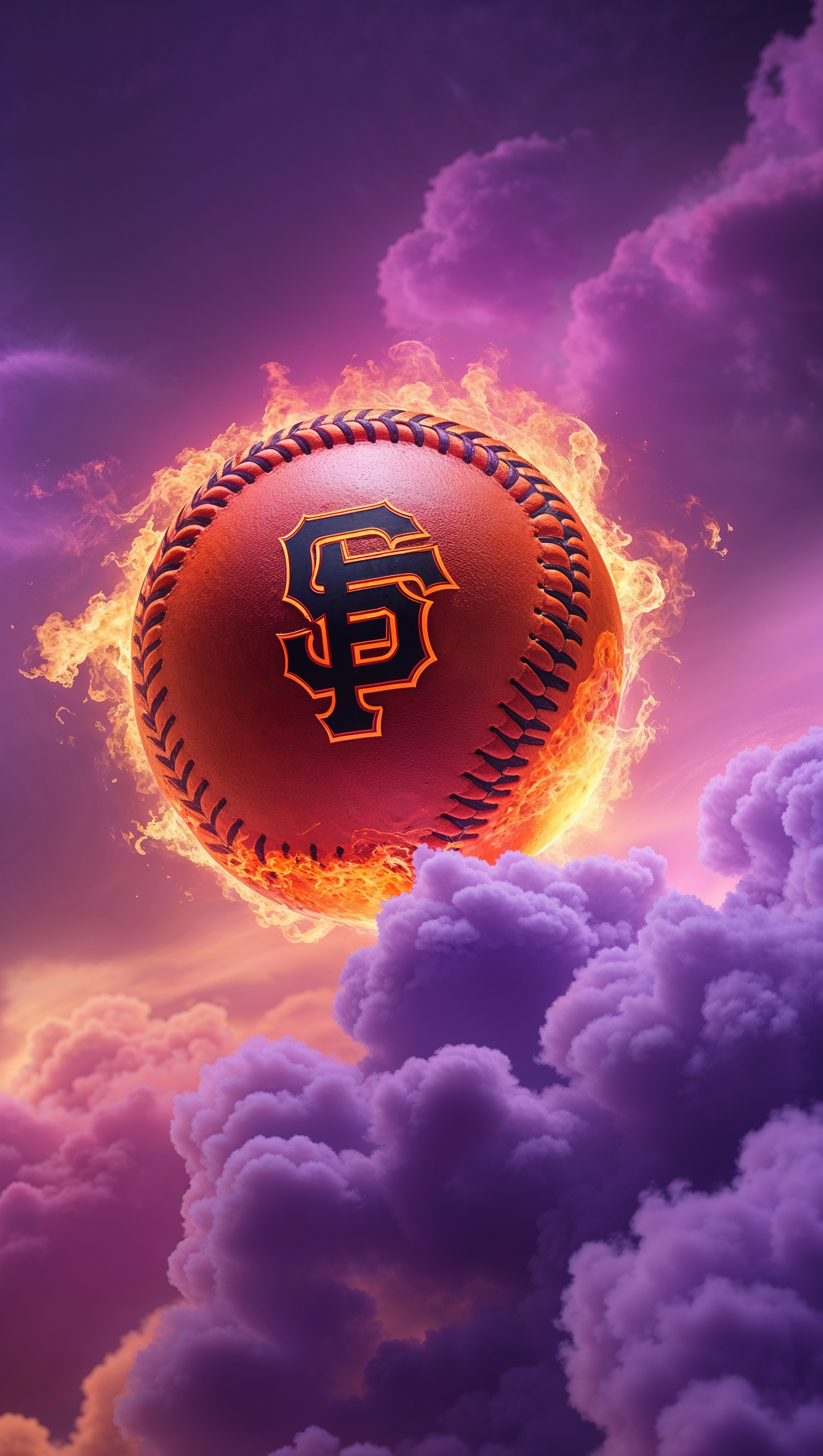 Background featuring a flaming baseball with the Giants logo