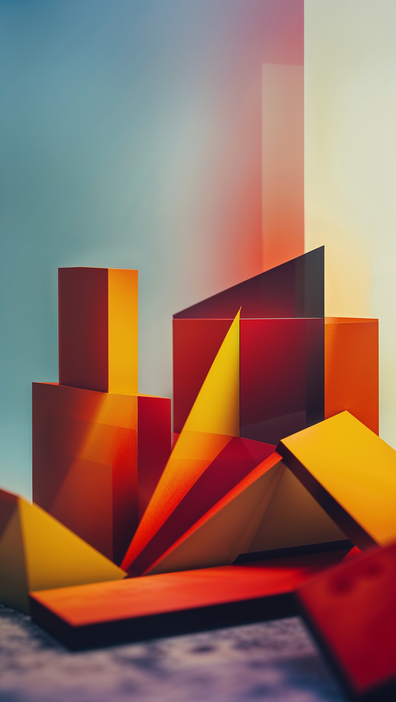 Abstract geometric shapes in autumn colors for iPhone wallpaper