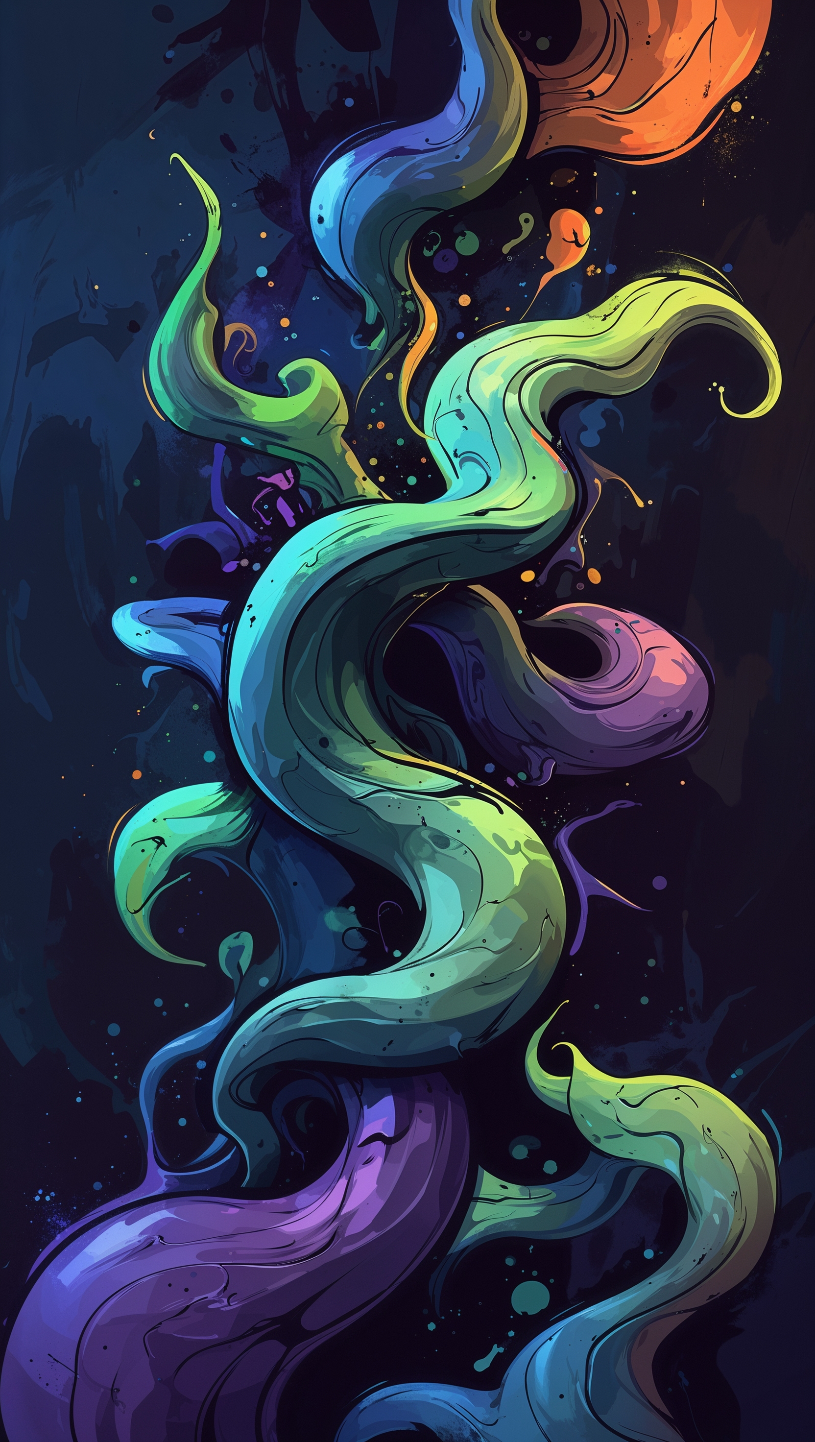 Abstract sick shapes iPhone background with dark color combination