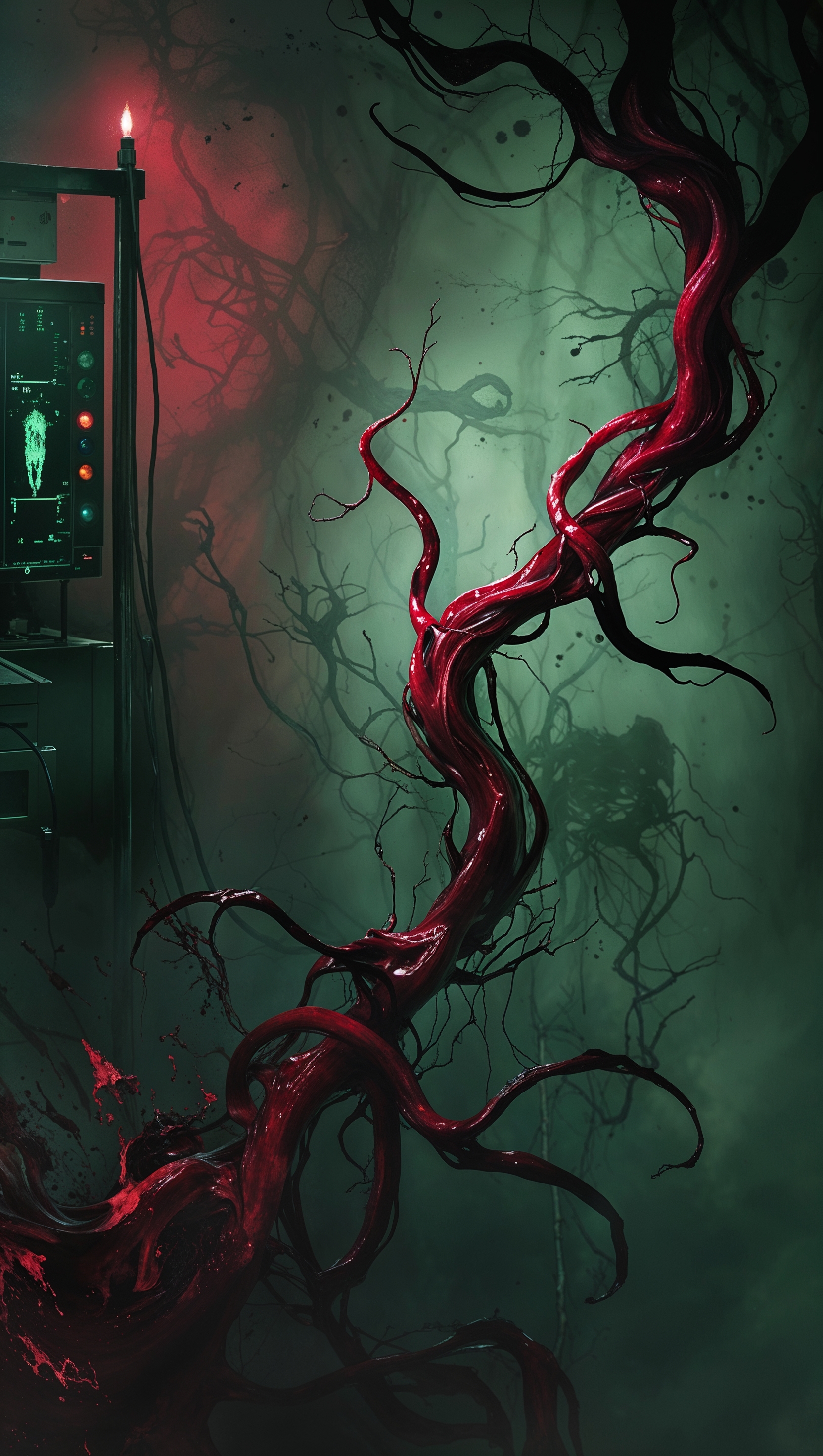 iPhone background with sick-themed dark and creepy colors