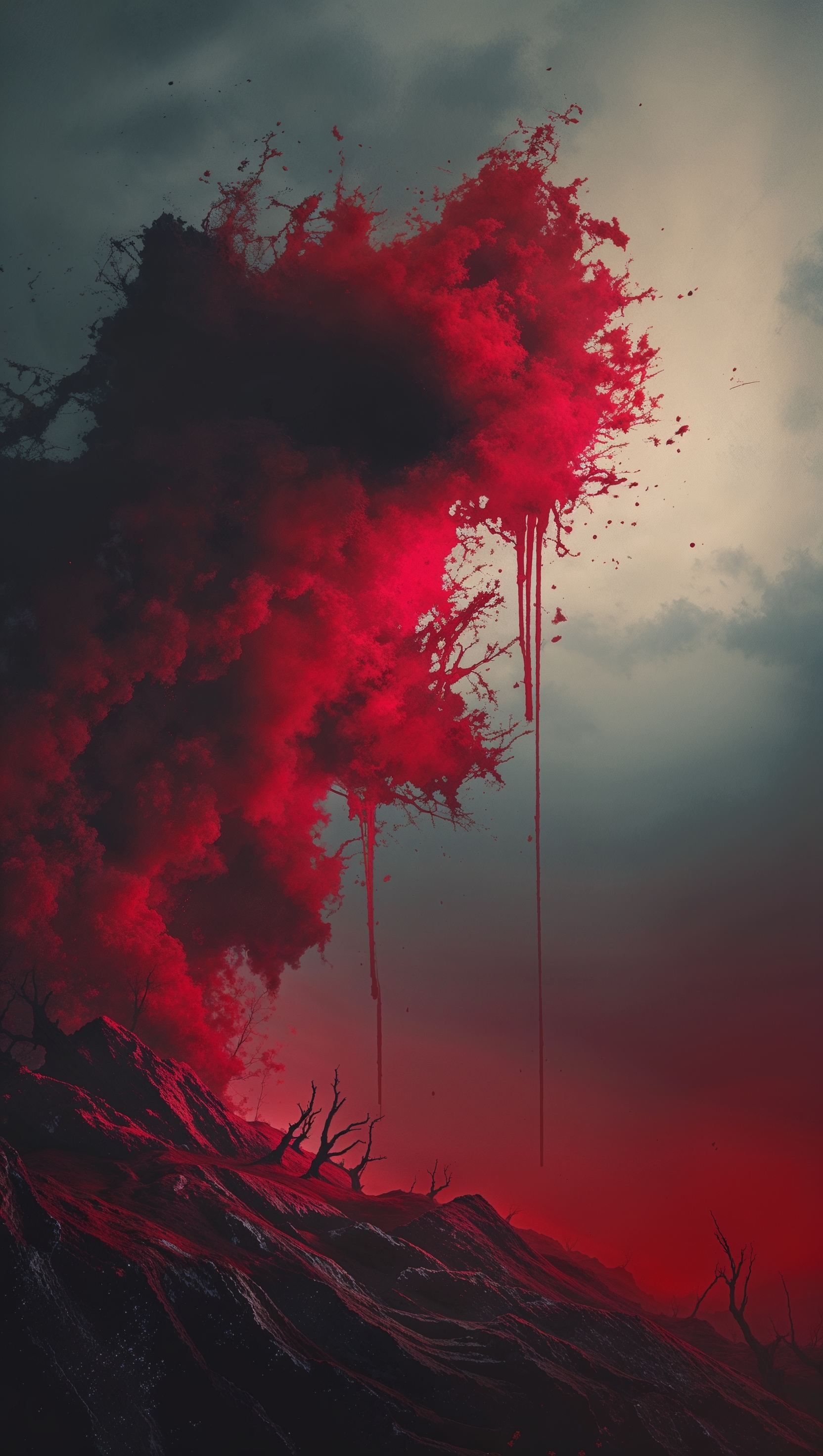 iPhone background combining bloody red and sick gray tones