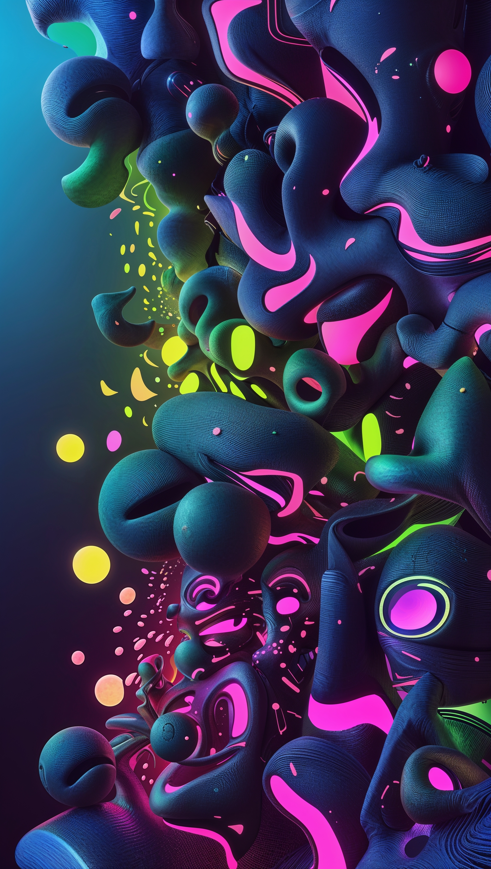 iPhone background design with unnatural sick shapes and neon colors