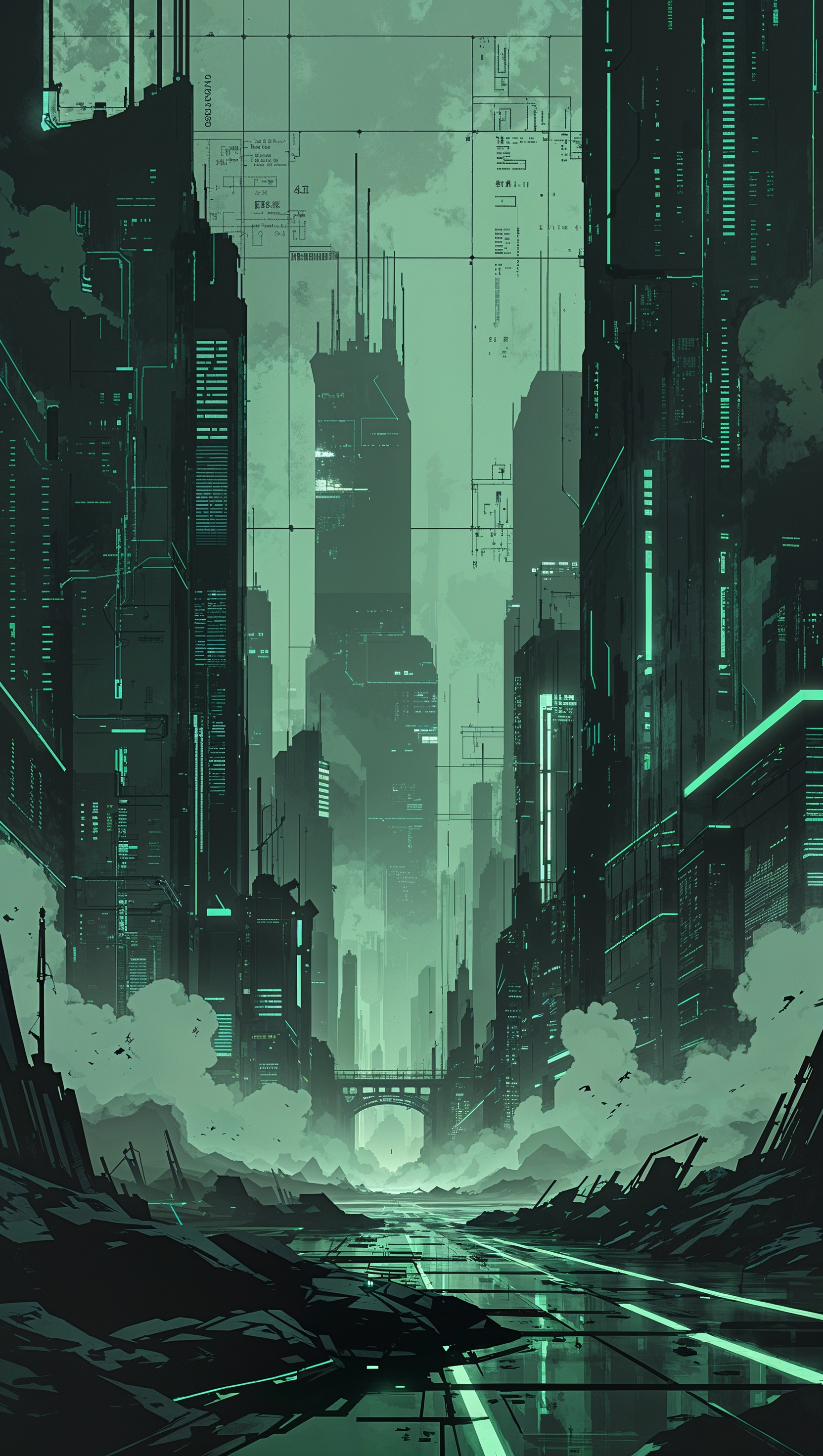 Dystopian style iPhone background with sick and gray colors